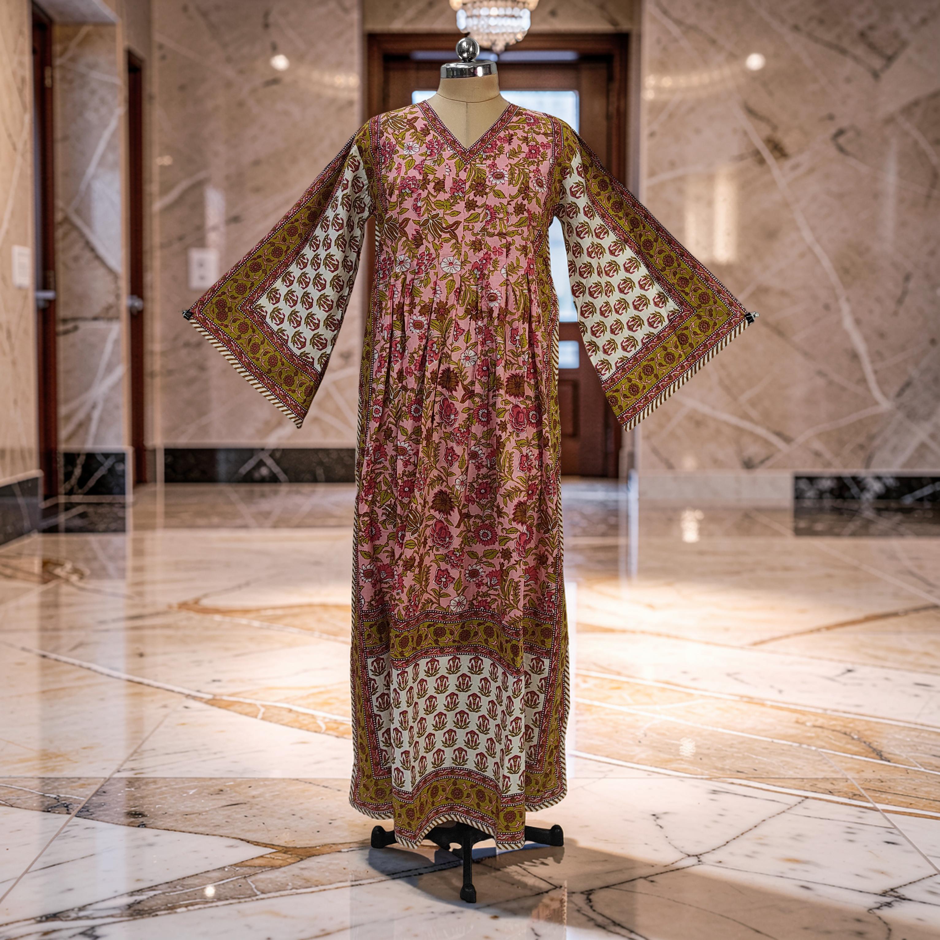 2XL-3XL Amber With Sheila Printed Cotton Dress 57" Long Jalabiya 25628-1343 JP