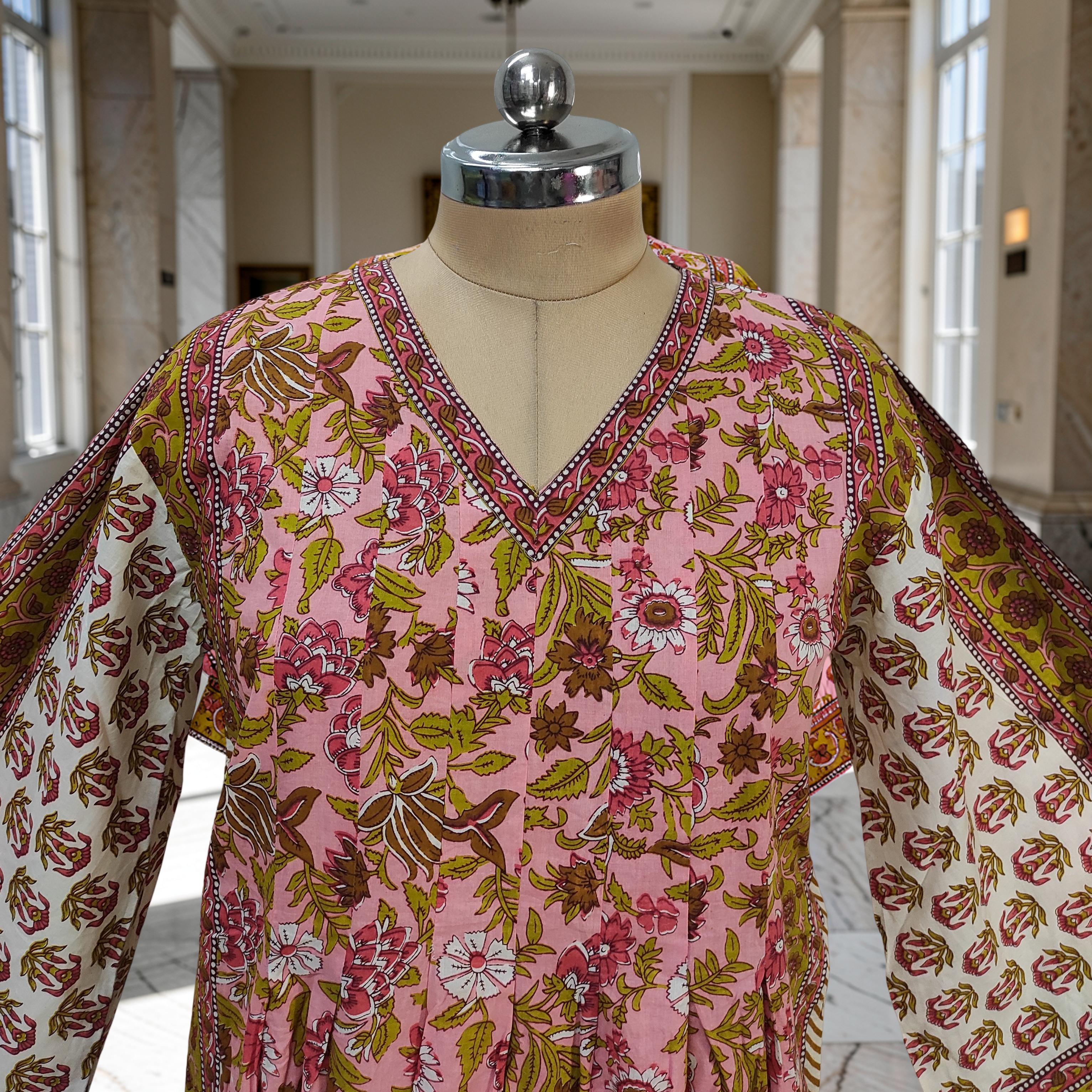 2XL-3XL Amber With Sheila Printed Cotton Dress 57" Long Jalabiya 25628-1343 JP