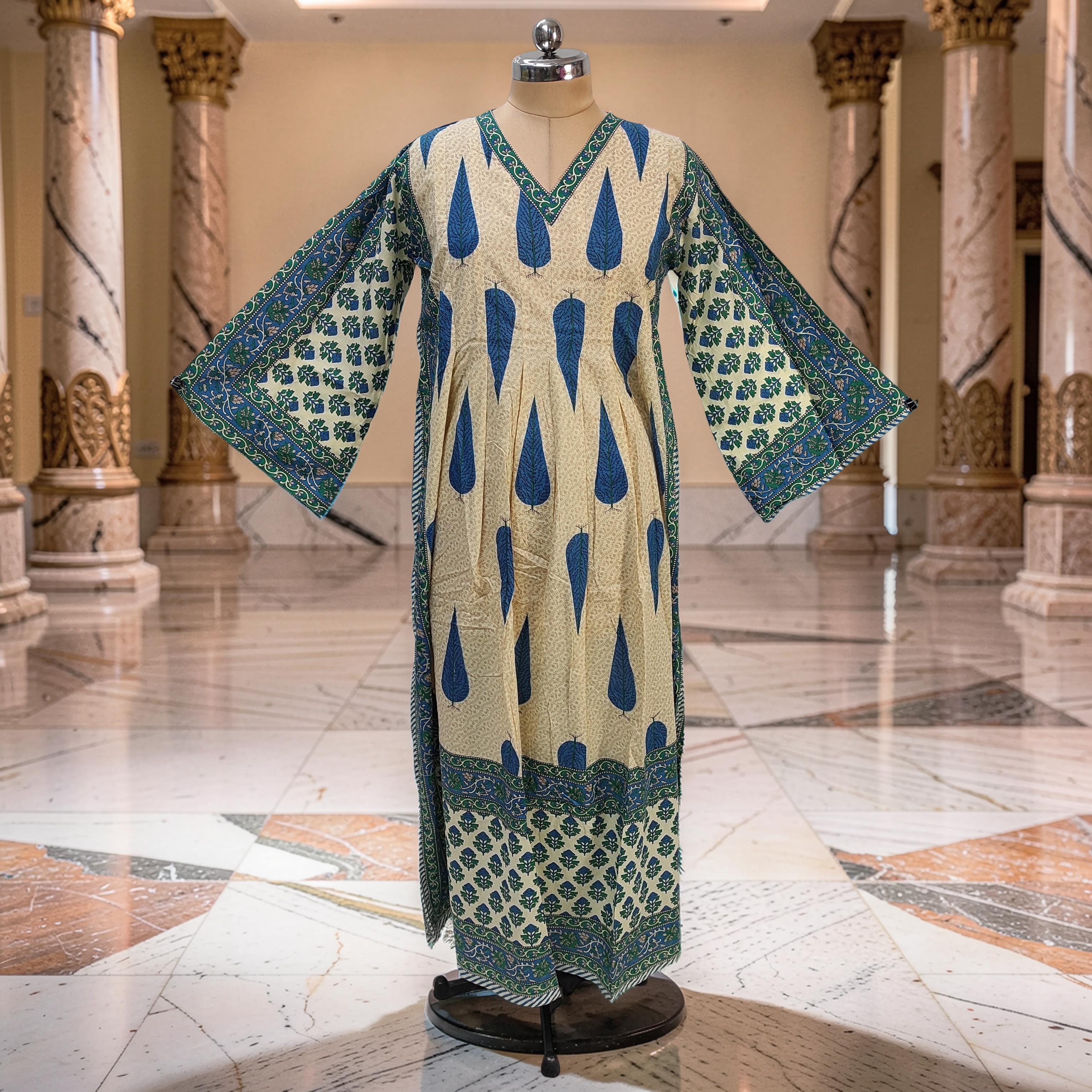 2XL-3XL Amber With Sheila Printed Cotton Dress 57" Long Jalabiya 25629-1343 JP