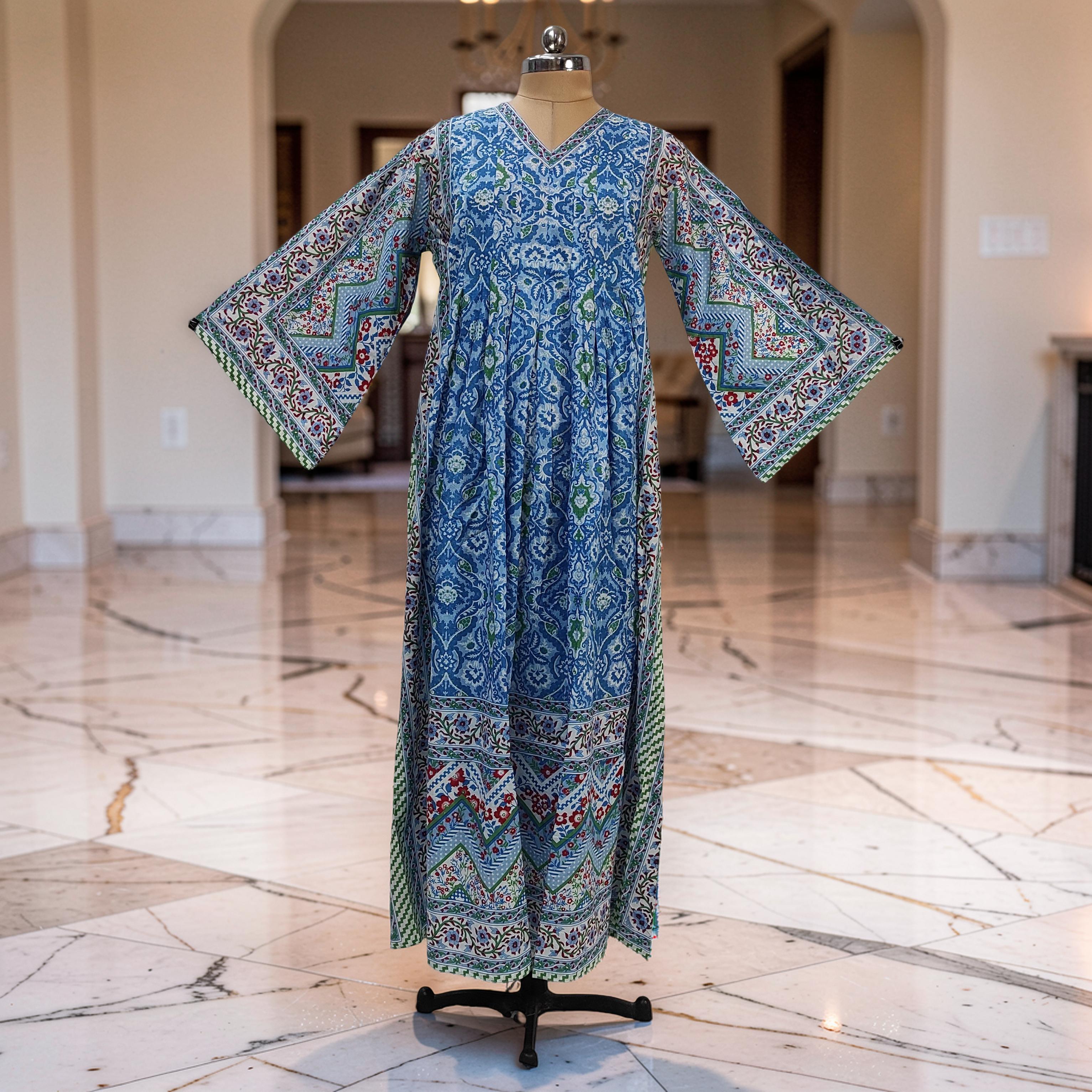 2XL-3XL Amber With Sheila Printed Cotton Dress 57" Long Jalabiya 25631-1343 JP