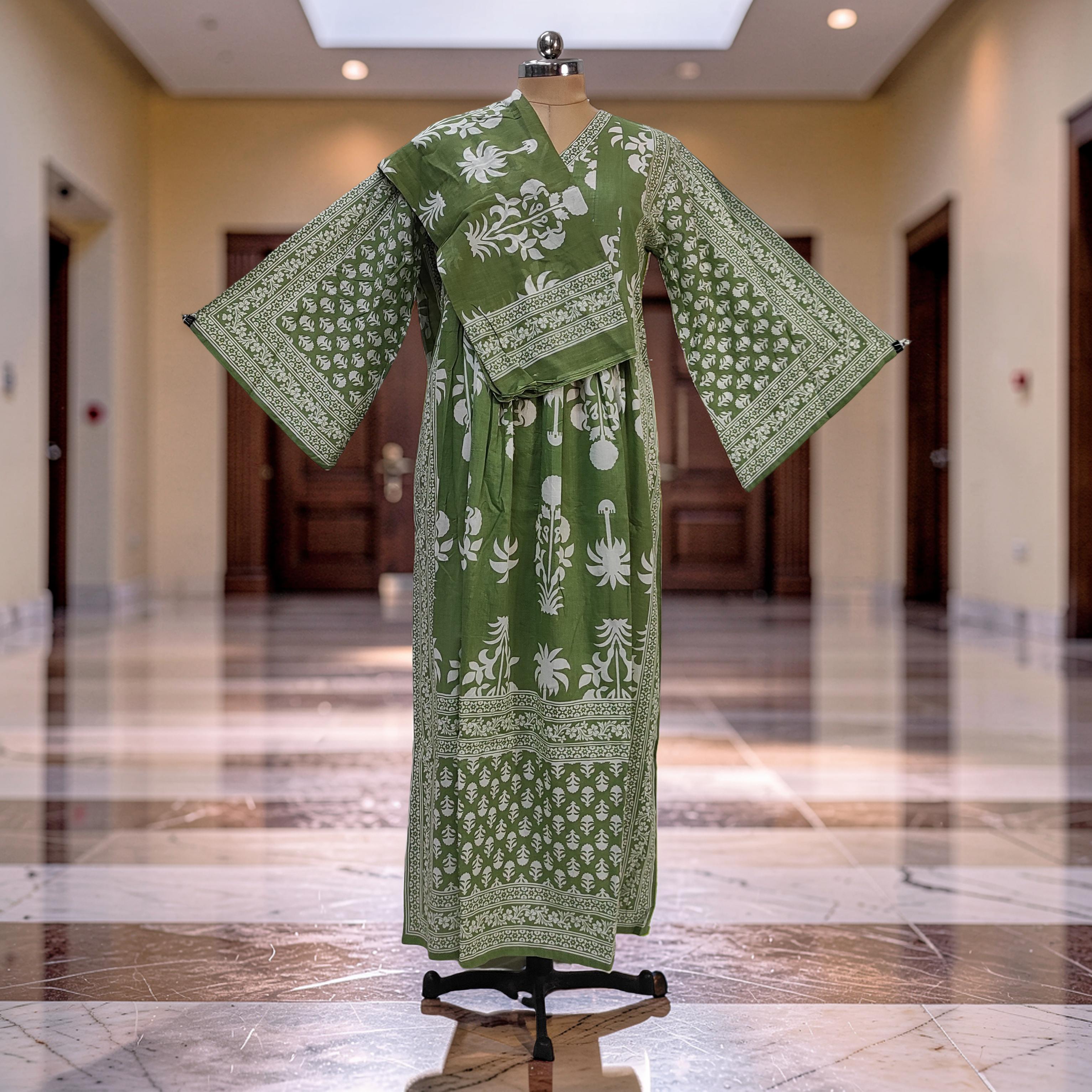 2XL-3XL Amber With Sheila Printed Cotton Dress 57" Long Jalabiya 25632-1343 JP
