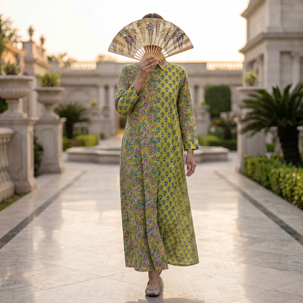 Singapore With Sheila Printed Cotton Dress Long Jalabiya 25633-1345 JP