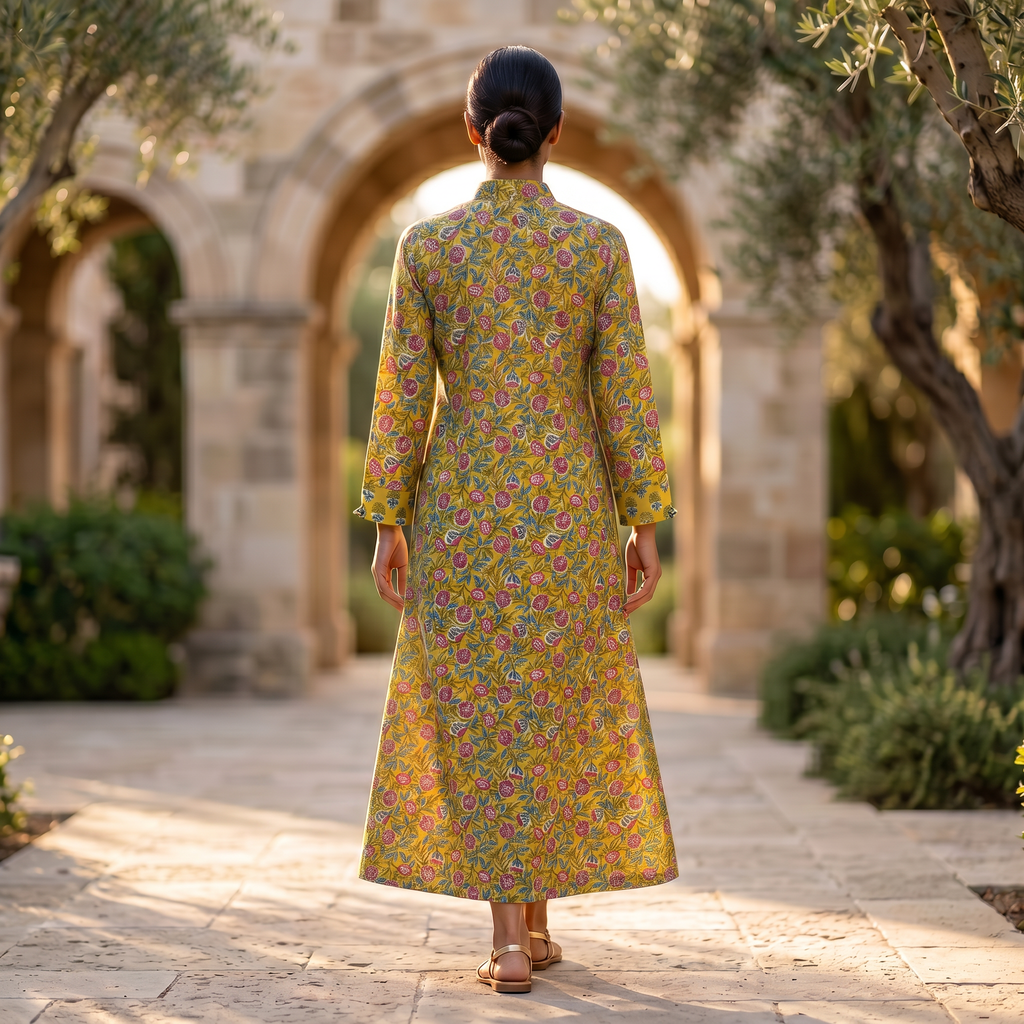 Singapore With Sheila Printed Cotton Dress Long Jalabiya 25633-1345 JP