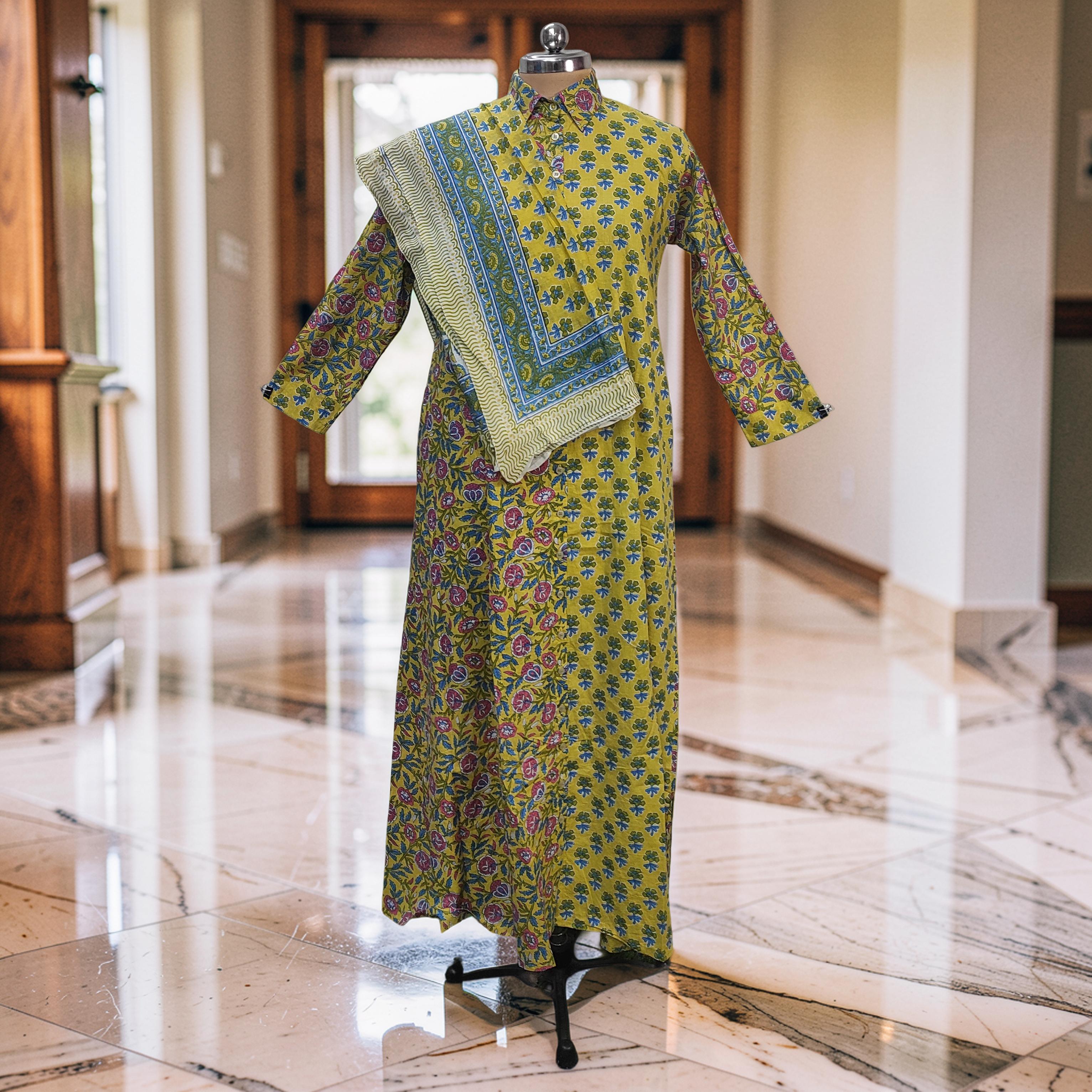 2XL-3XL Singapore With Sheila Printed Cotton Dress 57" Long Jalabiya 25636-1346 JP