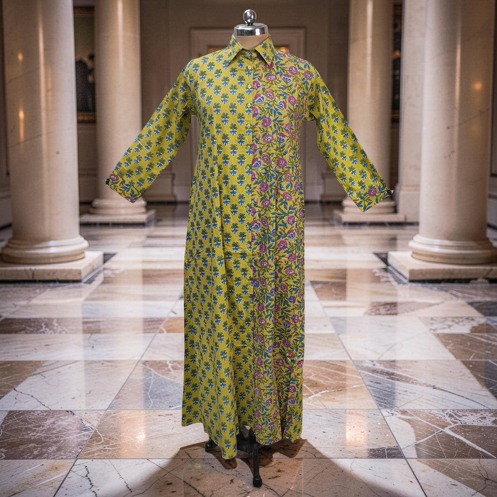 S-M Singapore With Sheila Printed Cotton Dress 57" Long Jalabiya 25638-1346 JP