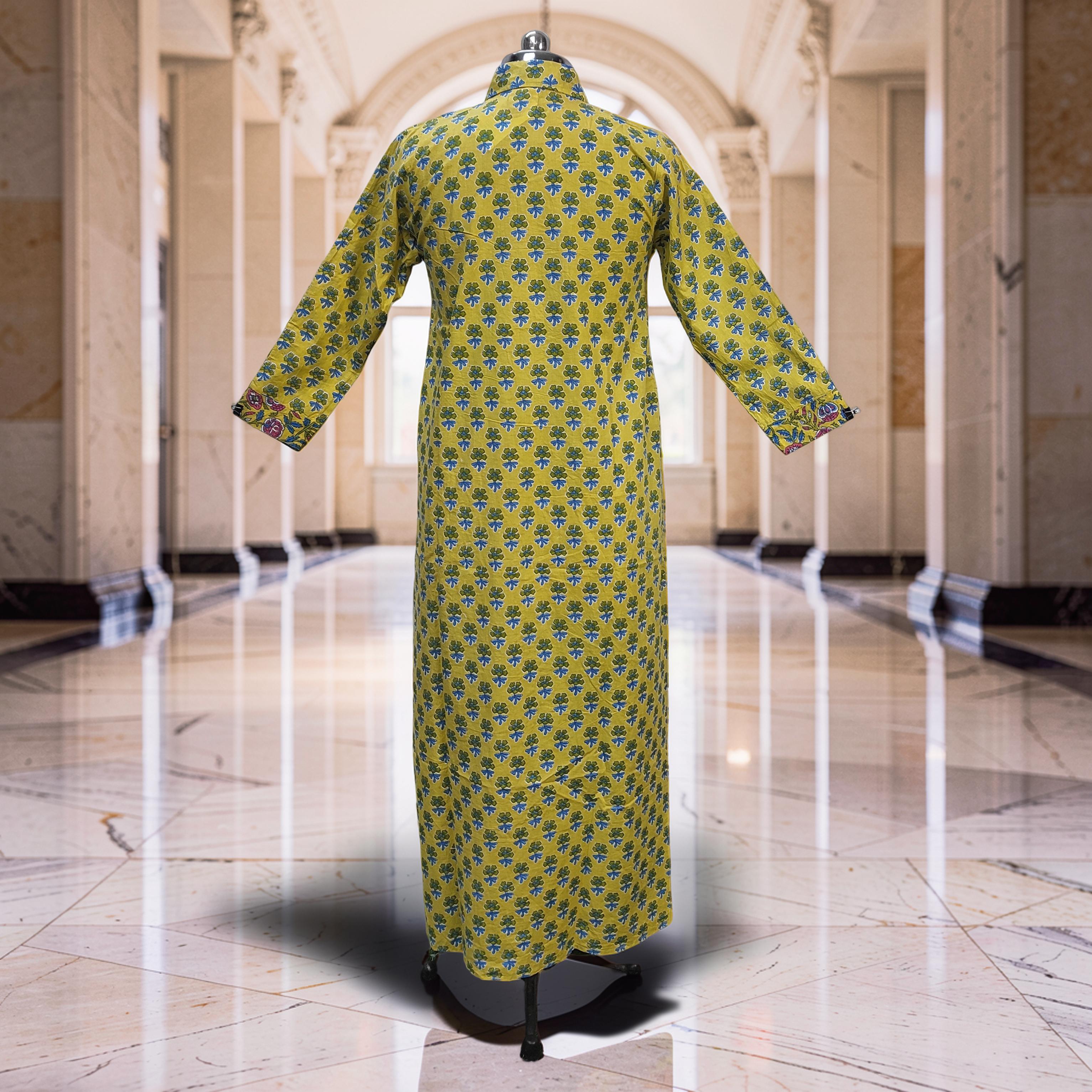 L-XL Singapore With Sheila Printed Cotton Dress 57" Long Jalabiya 25639-1346 JP