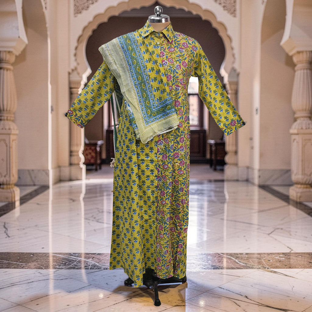 2XL-3XL Singapore With Sheila Printed Cotton Dress 57" Long Jalabiya 25640-1347 JP