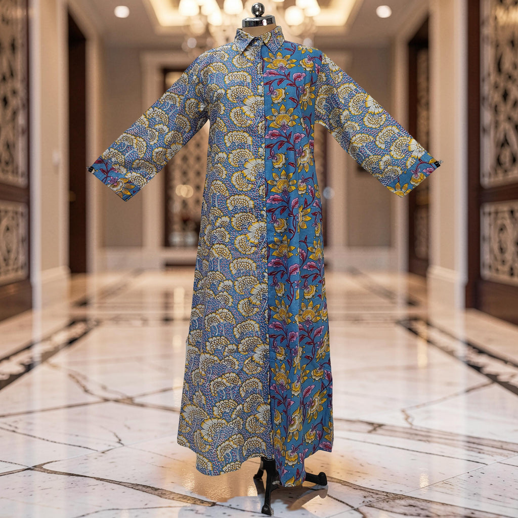 XS-S Singapore With Sheila Printed Cotton Dress 54" Long Jalabiya 25641-1347 JP
