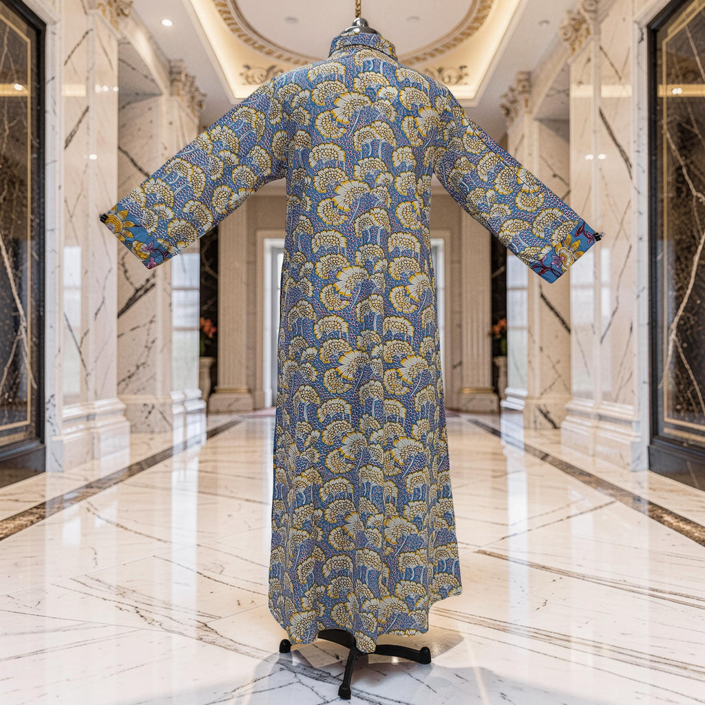 S-M Singapore With Sheila Printed Cotton Dress 57" Long Jalabiya 25642-1347 JP