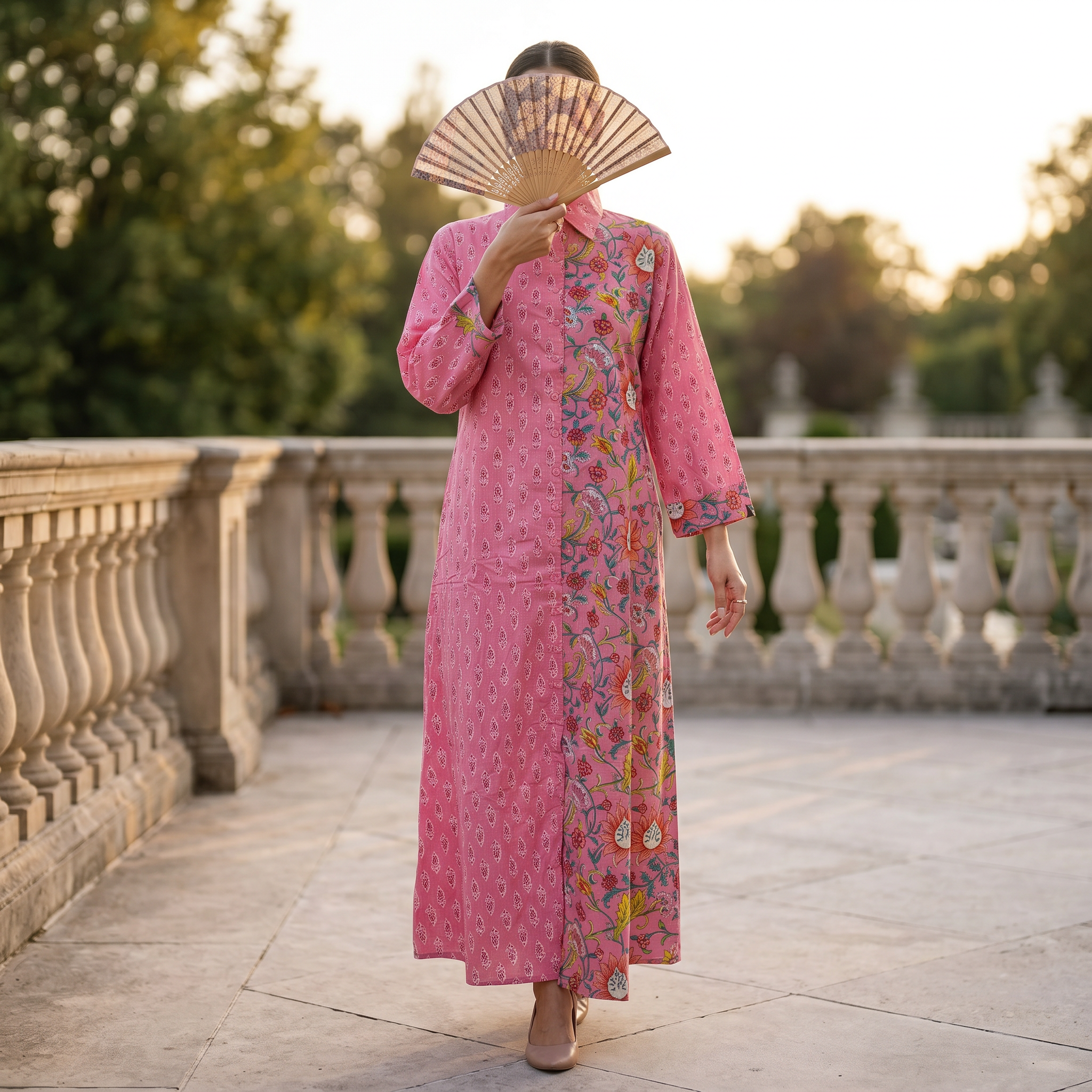 Singapore Printed Cotton Dress 57" Long Jalabiya 25654-1344 JP