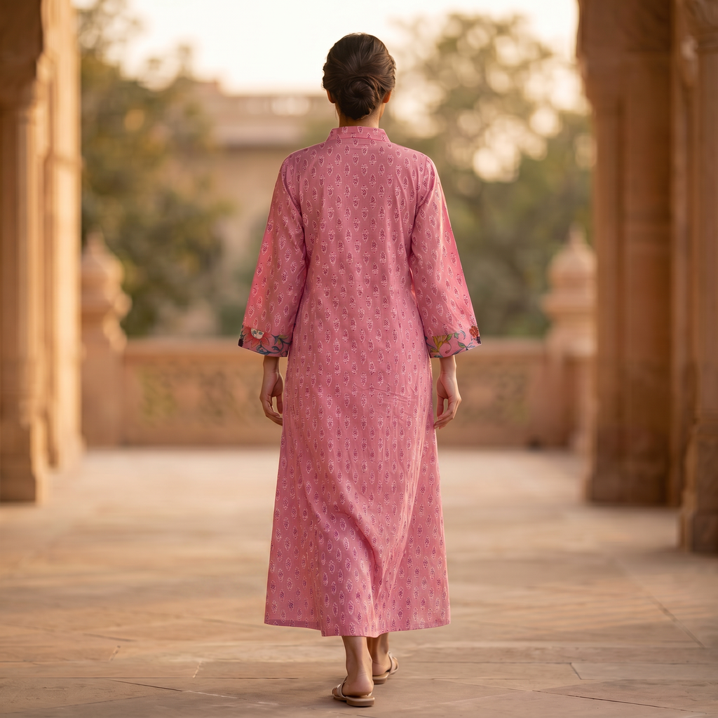 Singapore Printed Cotton Dress 57" Long Jalabiya 25654-1344 JP