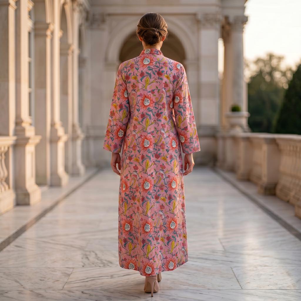 Singapore Printed Cotton Dress 57" Long Jalabiya 25660-1344 JP