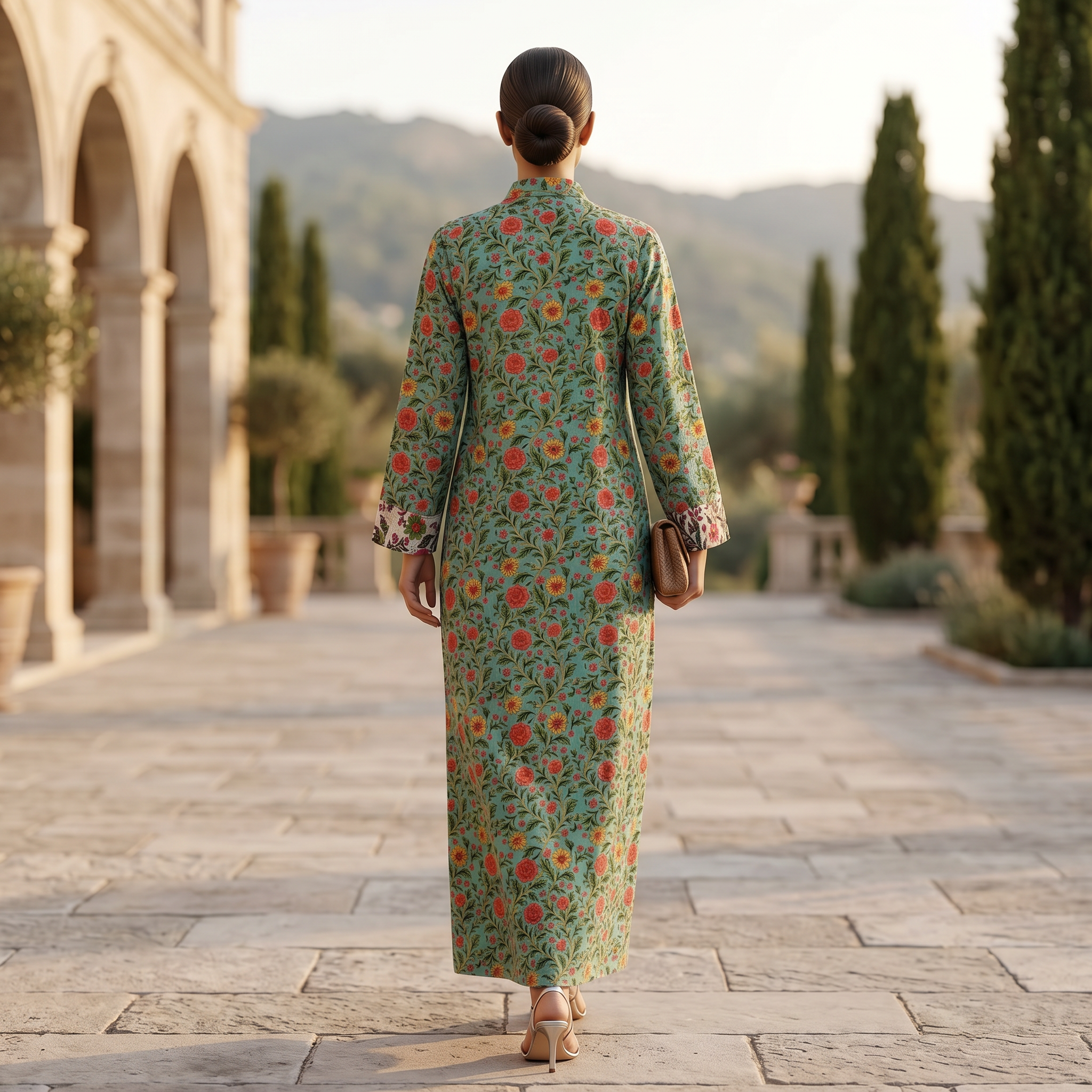 Singapore Printed Cotton Dress 54" Long Jalabiya 25665-1344 JP