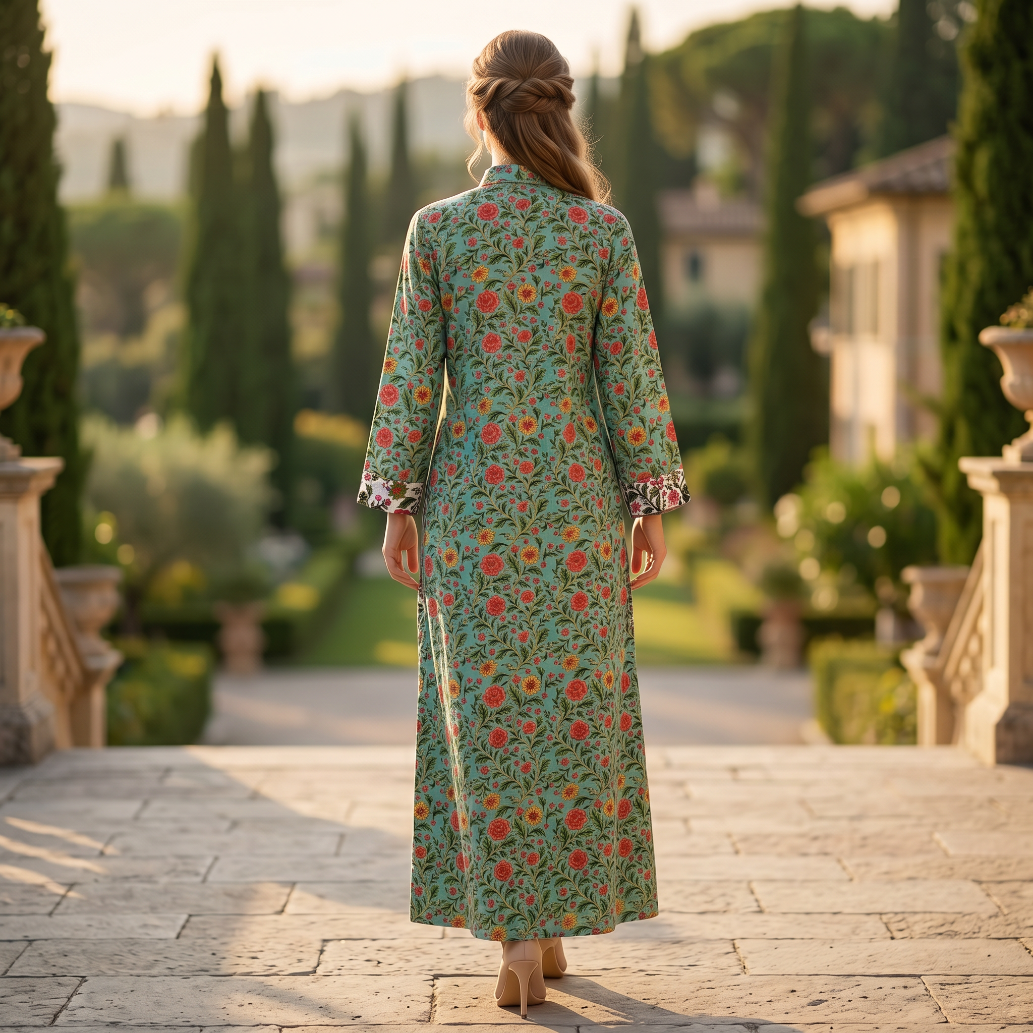 Singapore Printed Cotton Dress Long Jalabiya 25667-1345 JP