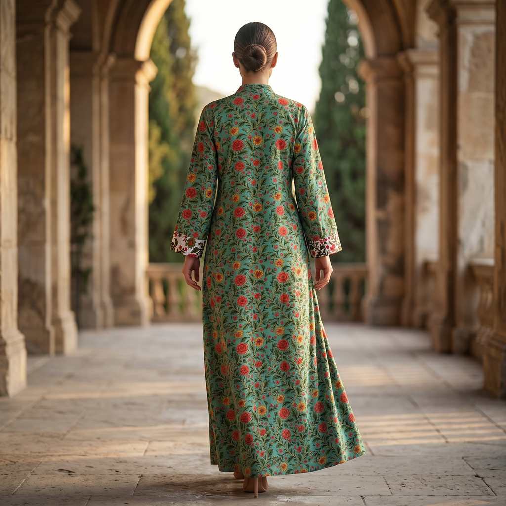 Singapore Printed Cotton Dress Long Jalabiya 25669-1345 JP