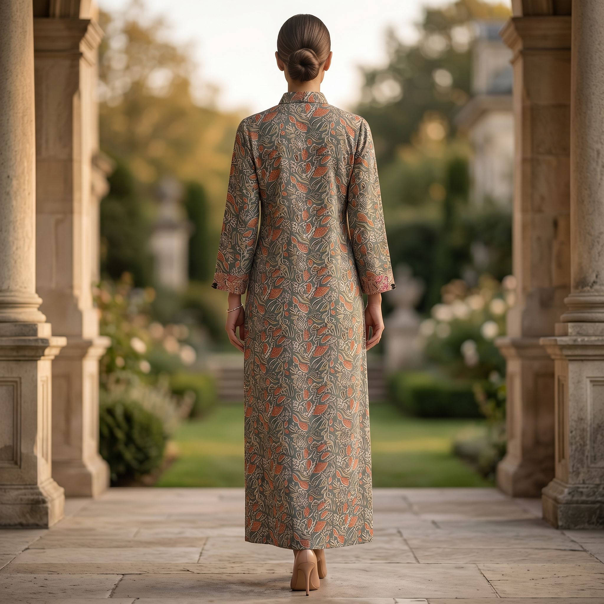 Singapore Printed Cotton Dress 57" Long Jalabiya 25674-1349 JP