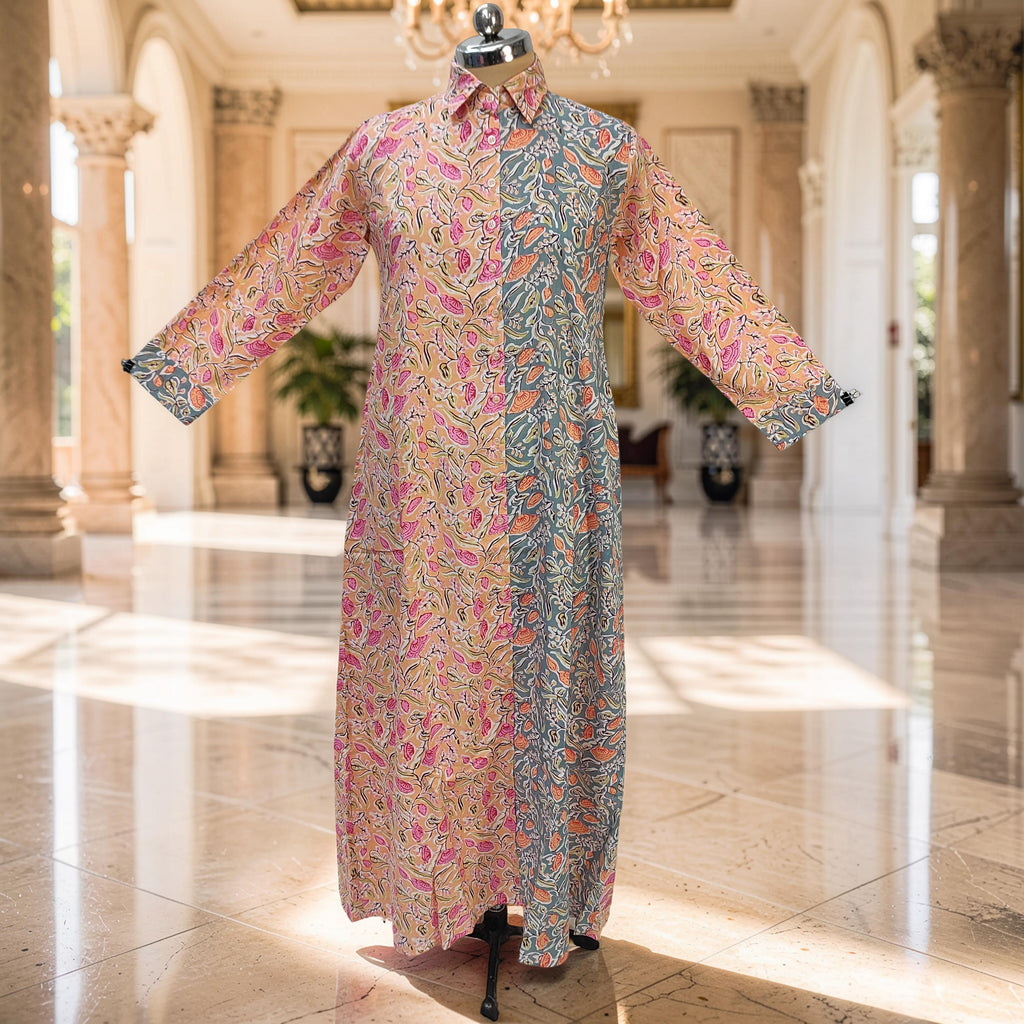 XS-S Singapore Printed Cotton Dress 54" Long Jalabiya 25677-1349 JP