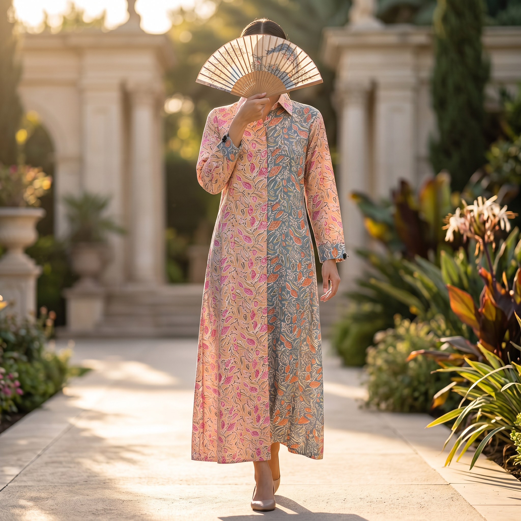 Singapore Printed Cotton Dress Long Jalabiya 25677-1349 JP