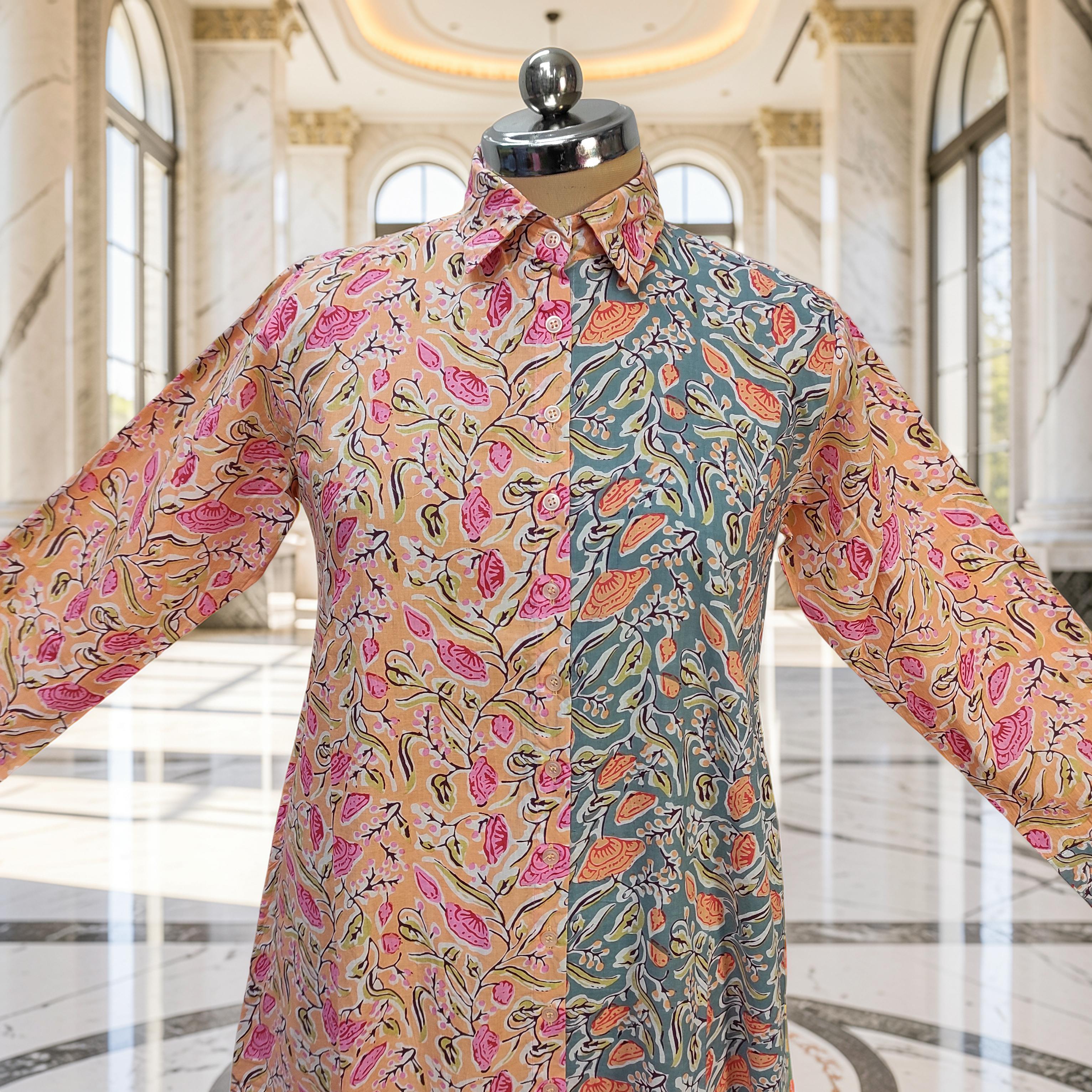 XS-S Singapore Printed Cotton Dress 54" Long Jalabiya 25677-1349 JP