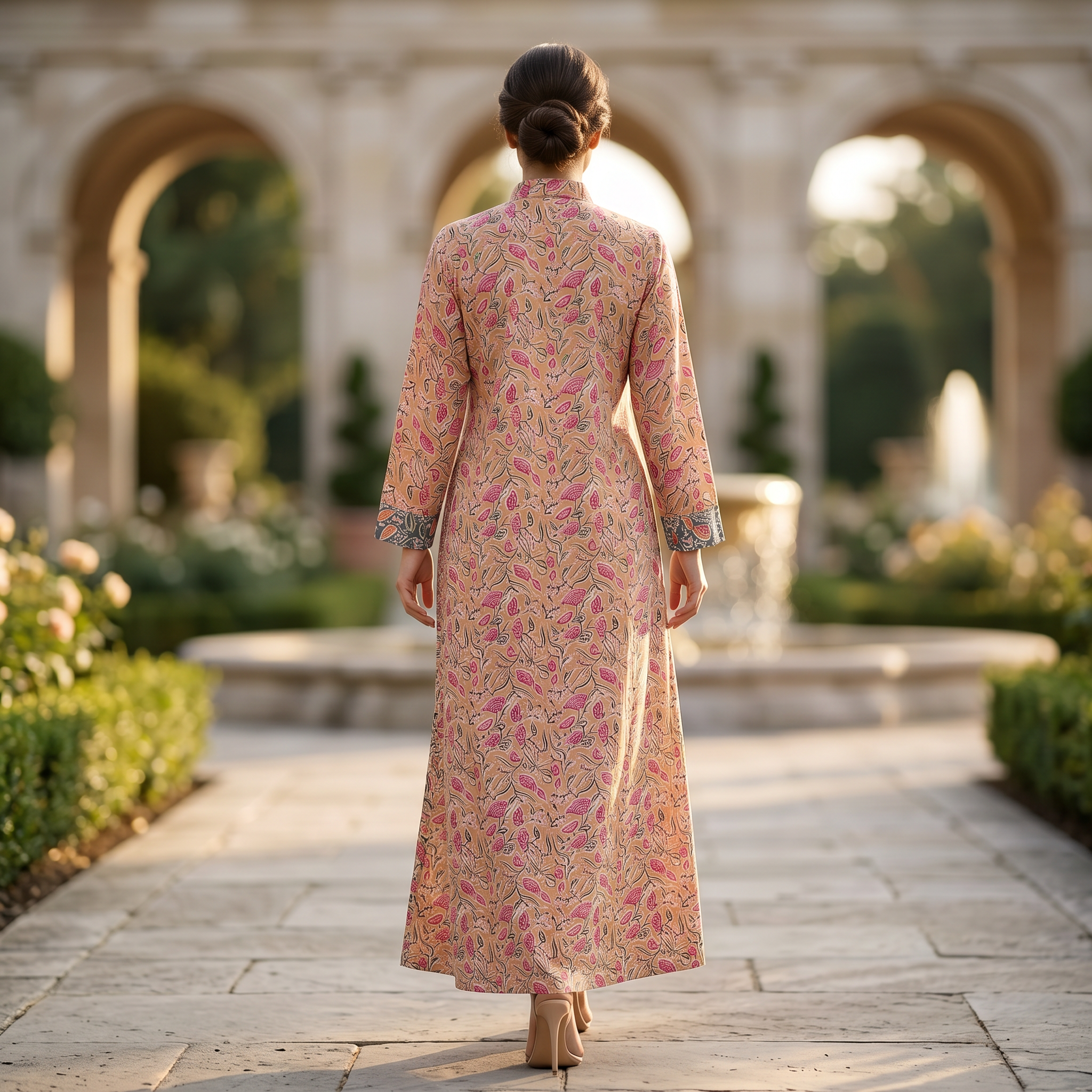 Singapore Printed Cotton Dress Long Jalabiya 25677-1349 JP