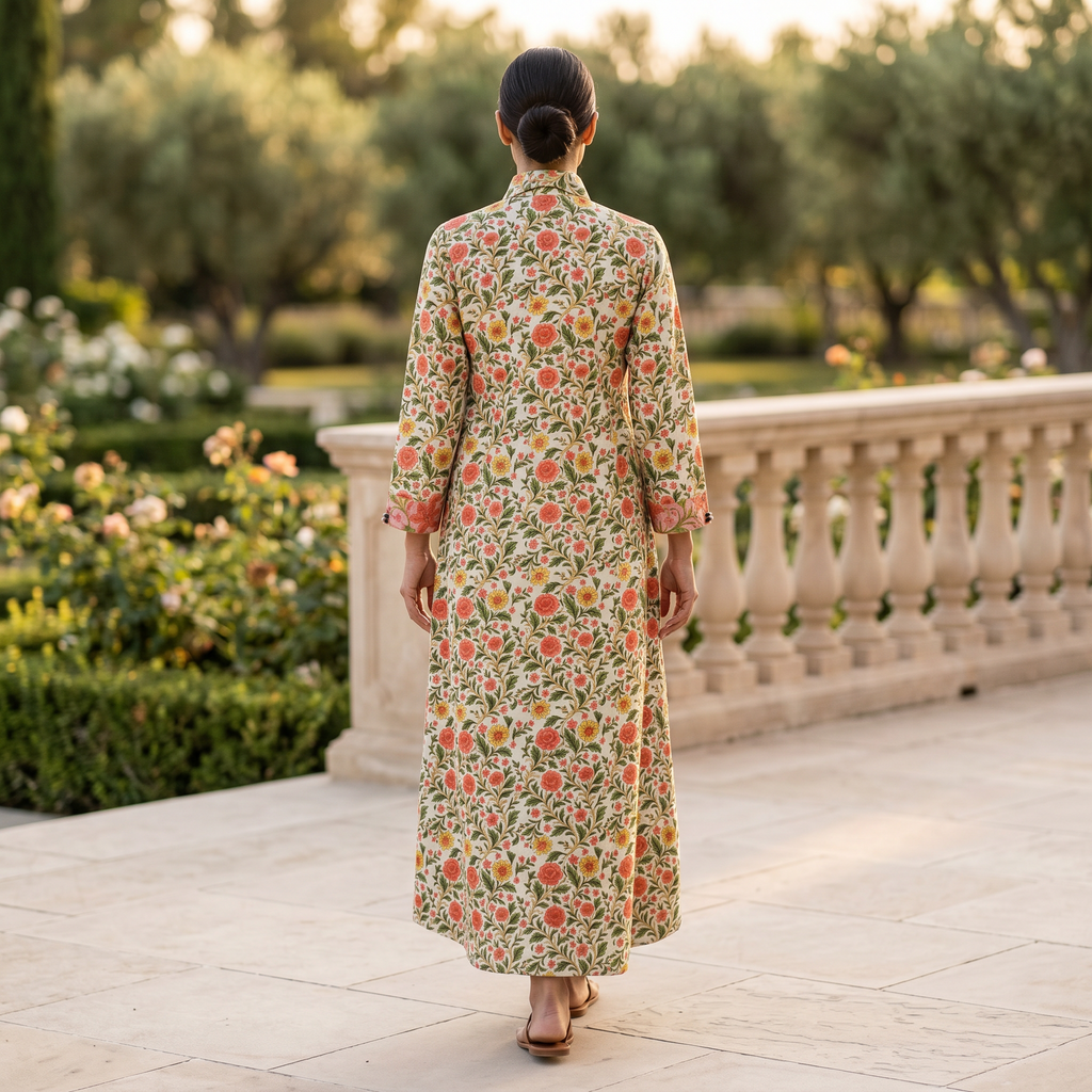 Singapore Printed Cotton Dress Long Jalabiya 25687-1350 JP