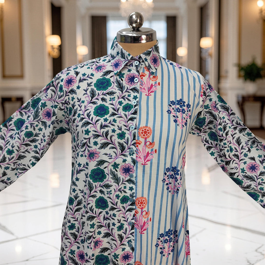 XS-S Singapore Printed Cotton Dress 54" Long Jalabiya 25689-1350 JP