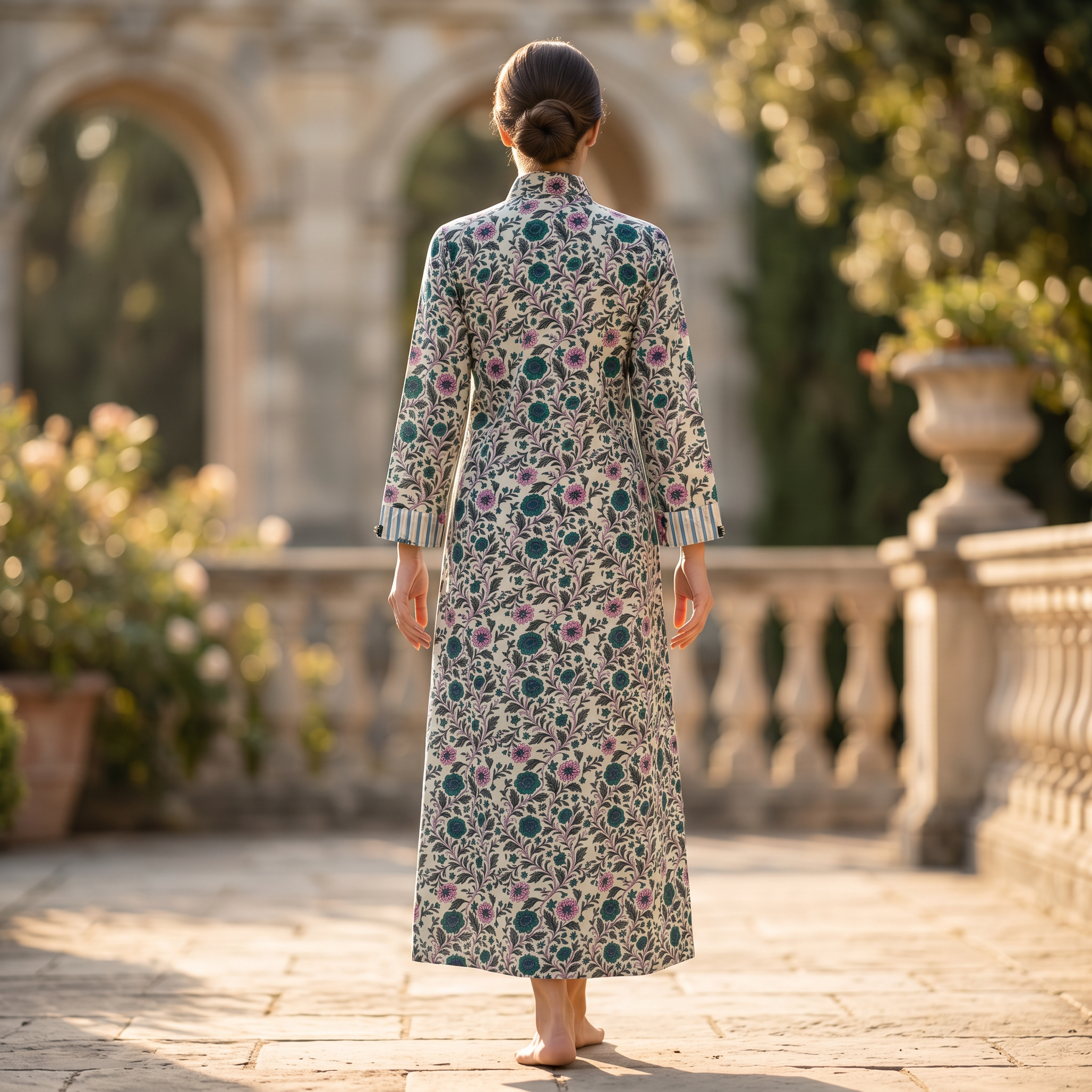 Singapore Printed Cotton Dress Long Jalabiya 25689-1350 JP