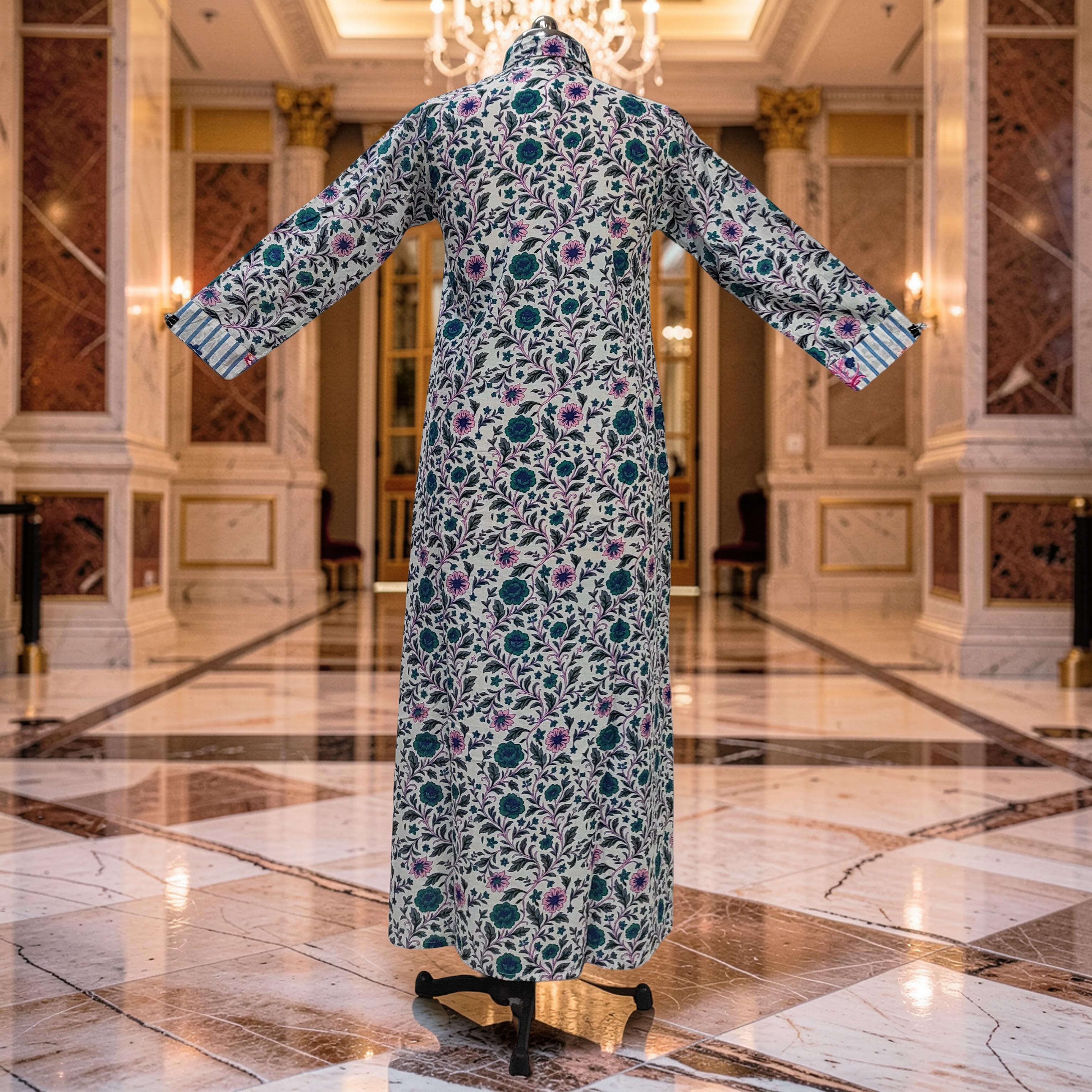 XS-S Singapore Printed Cotton Dress 54" Long Jalabiya 25689-1350 JP