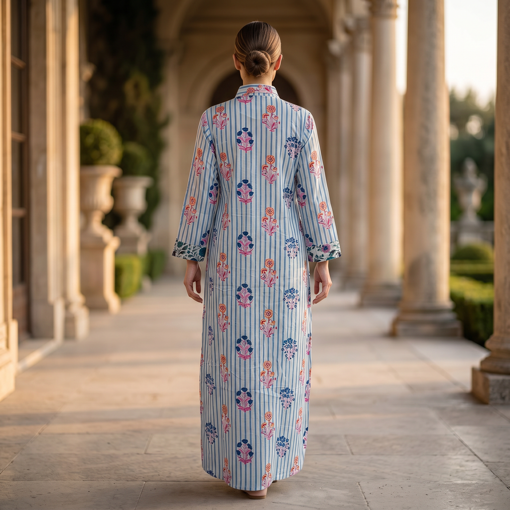 Singapore Printed Cotton Dress Long Jalabiya 25693-1350 JP