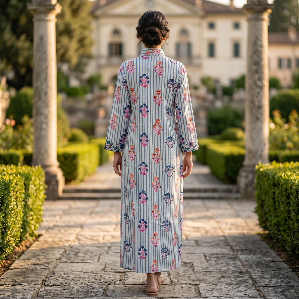 Singapore Printed Cotton Dress Long Jalabiya 25695-1351 JP