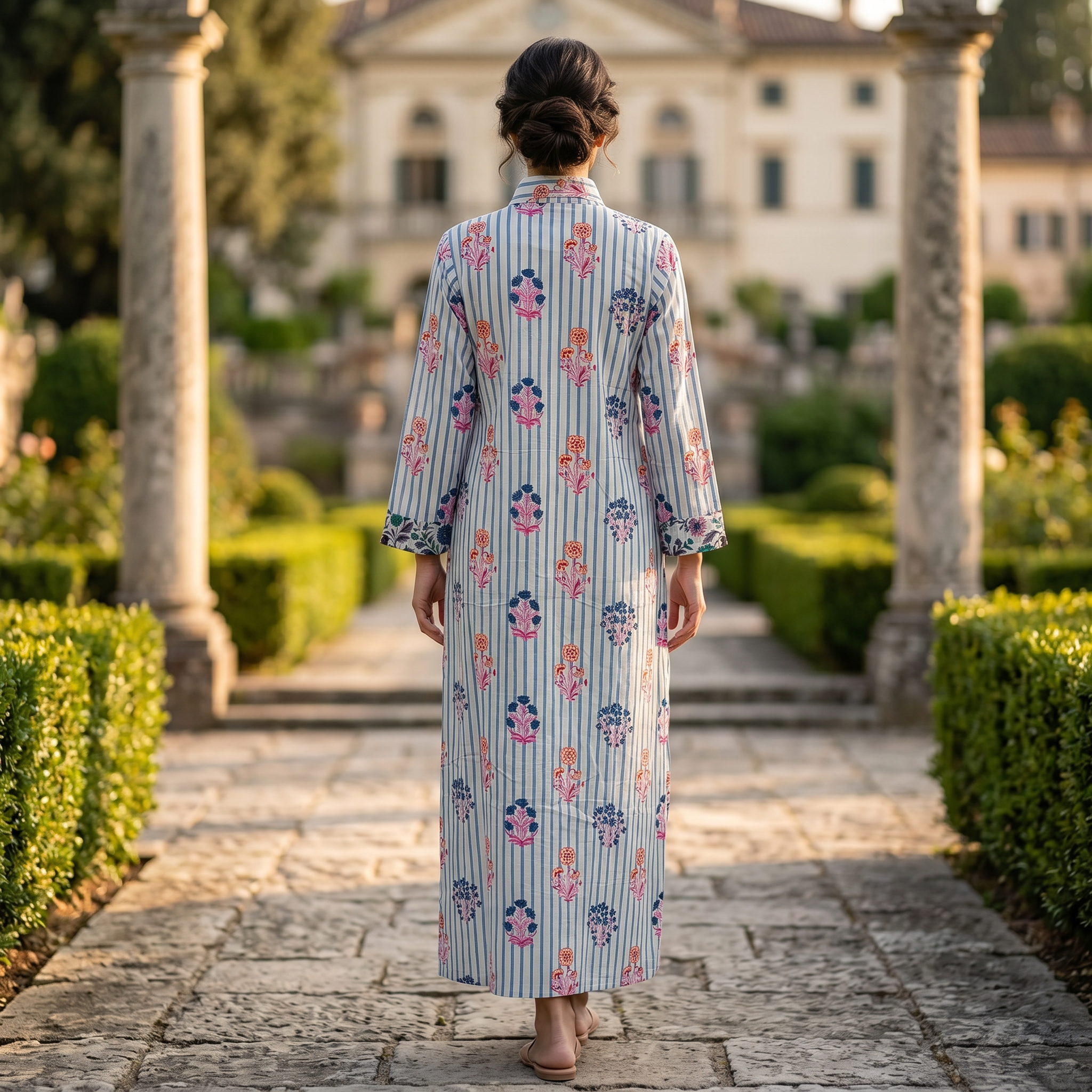 Singapore Printed Cotton Dress Long Jalabiya 25695-1351 JP