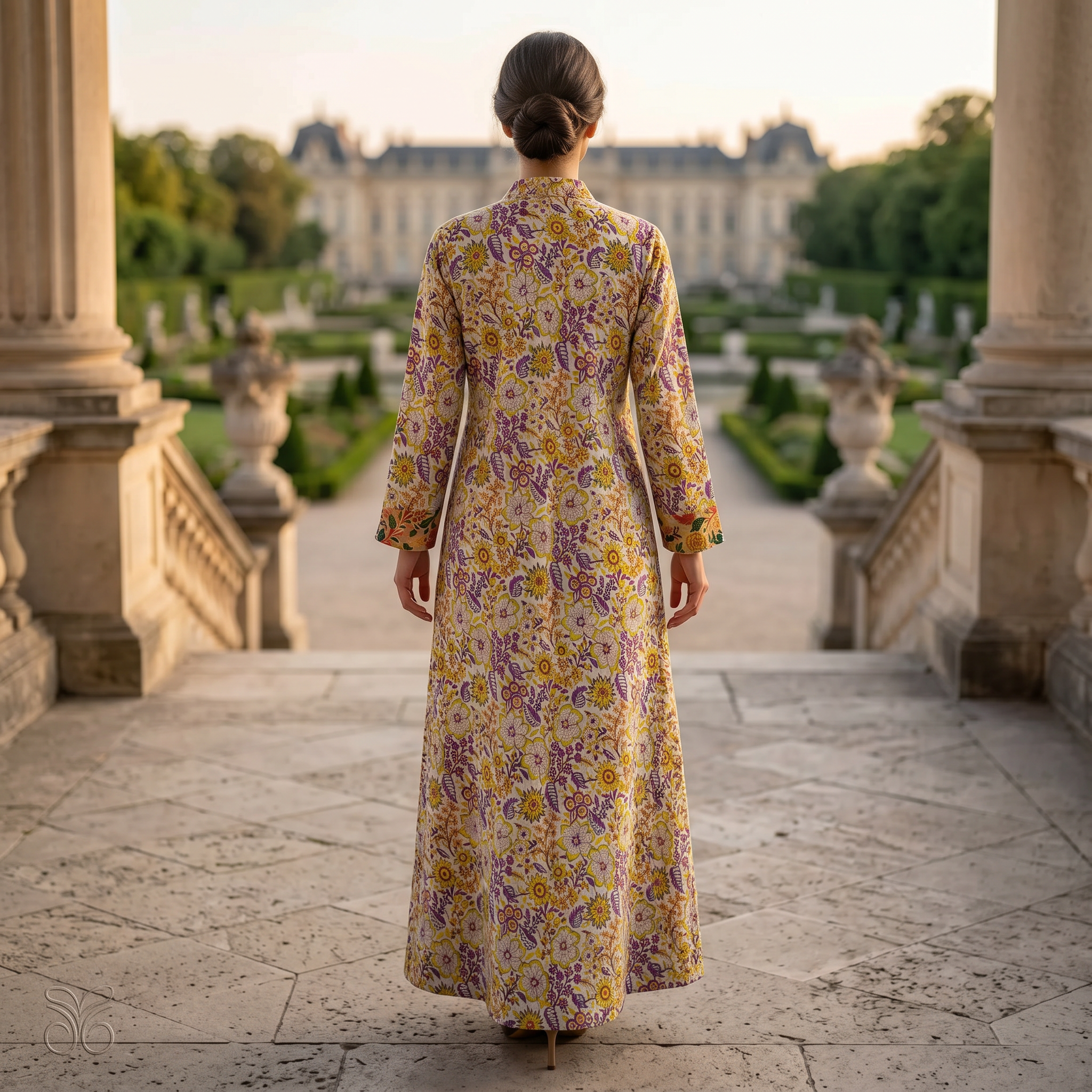 Singapore Printed Cotton Dress Long Jalabiya 25697-1351 JP