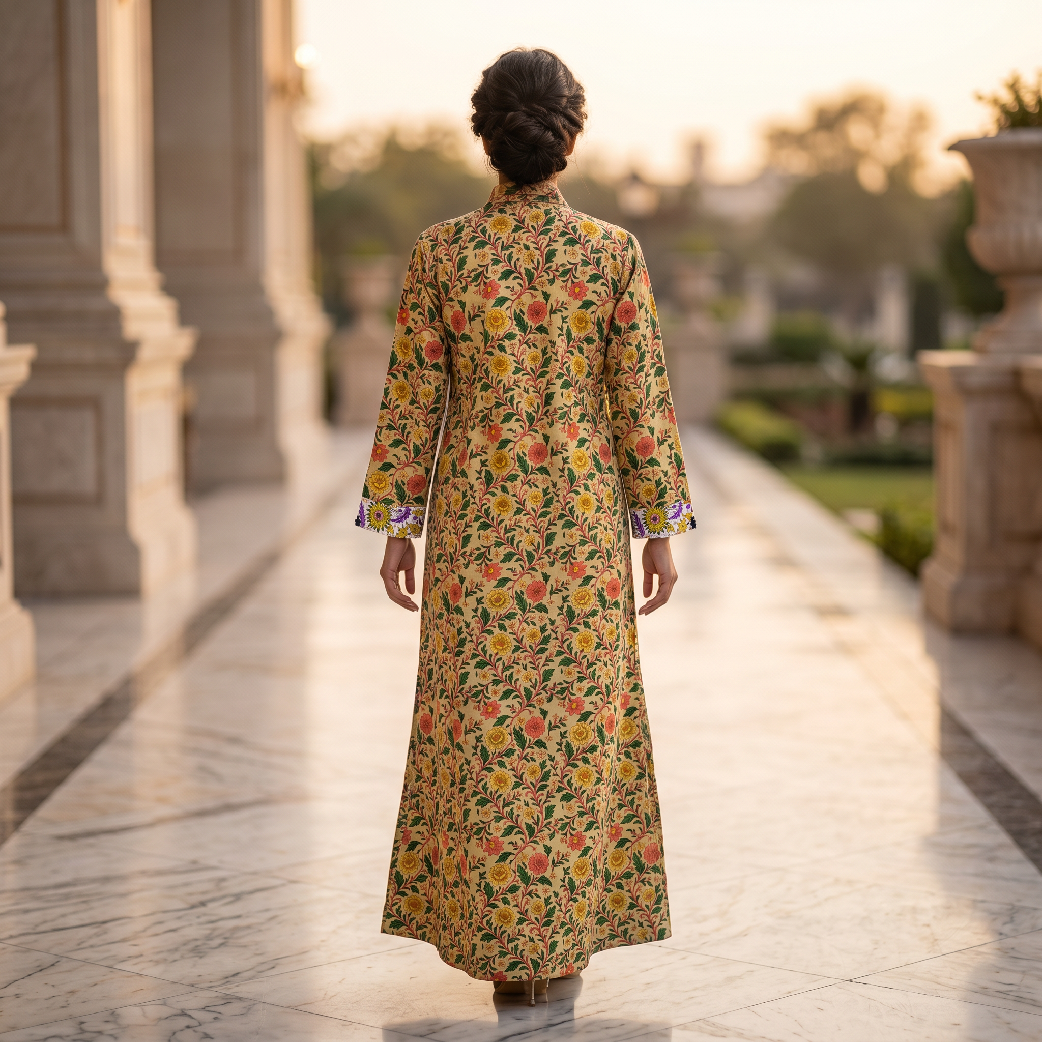 Singapore Printed Cotton Dress Long Jalabiya 25701-1351 JP