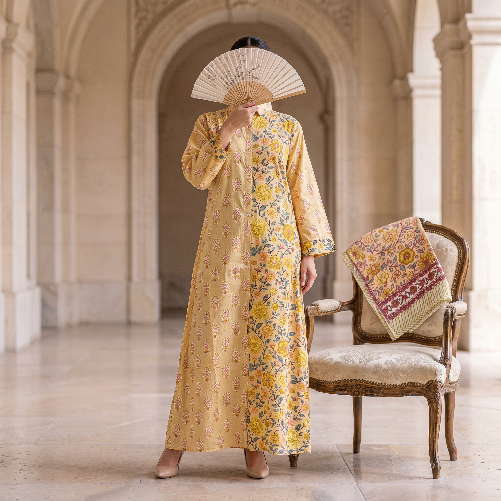 Singapore With Sheila Printed Cotton Dress Long Jalabiya 25705-1351 JP