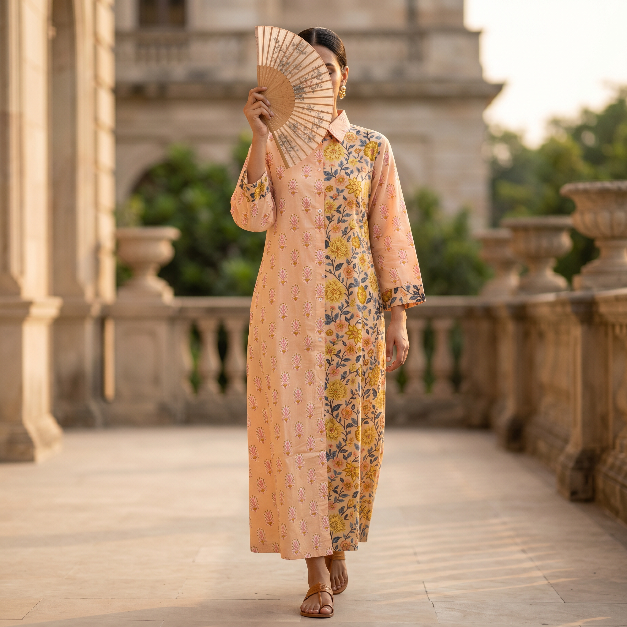 Singapore With Sheila Printed Cotton Dress Long Jalabiya 25705-1351 JP