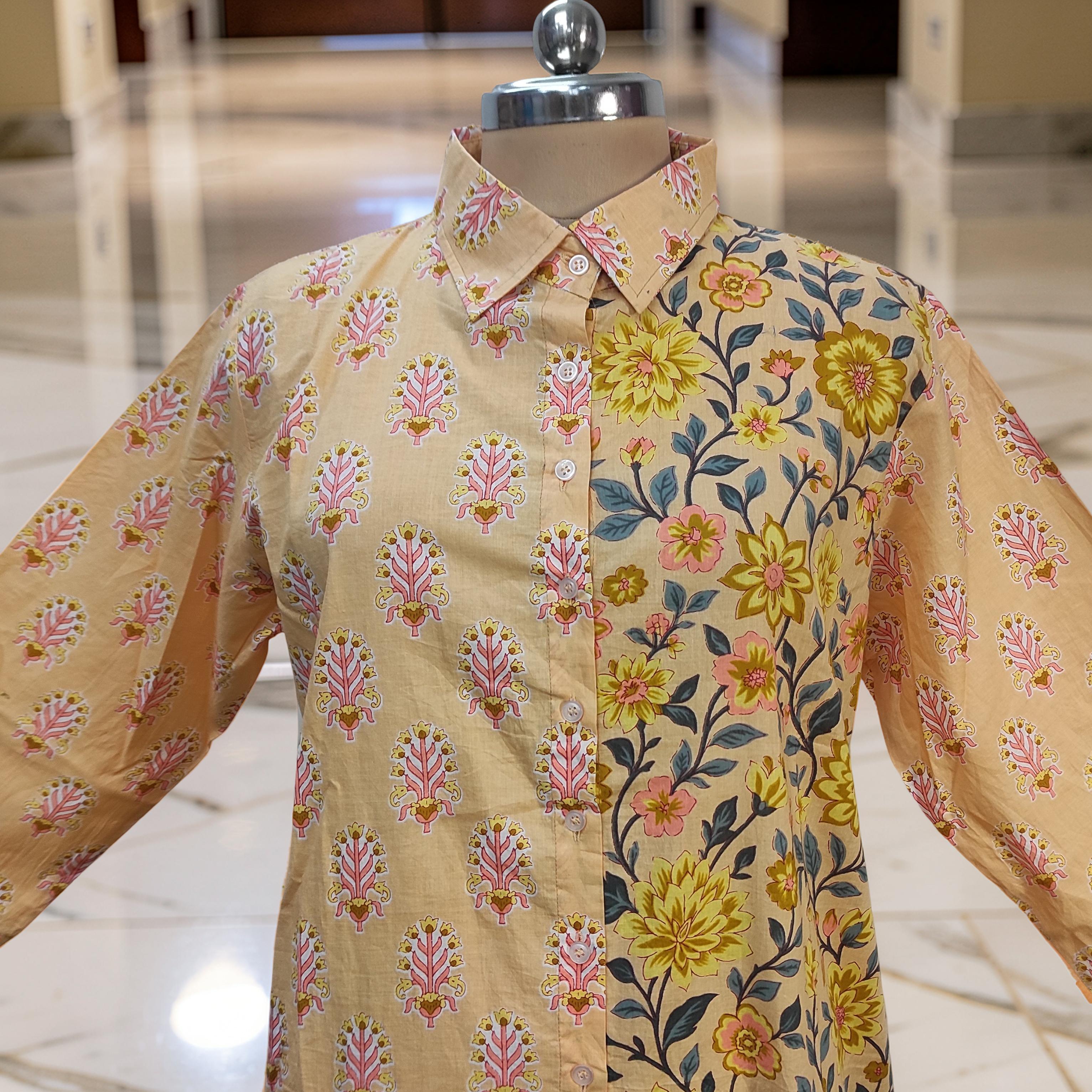XS-S Singapore With Sheila Printed Cotton Dress 54" Long Jalabiya 25705-1351 JP