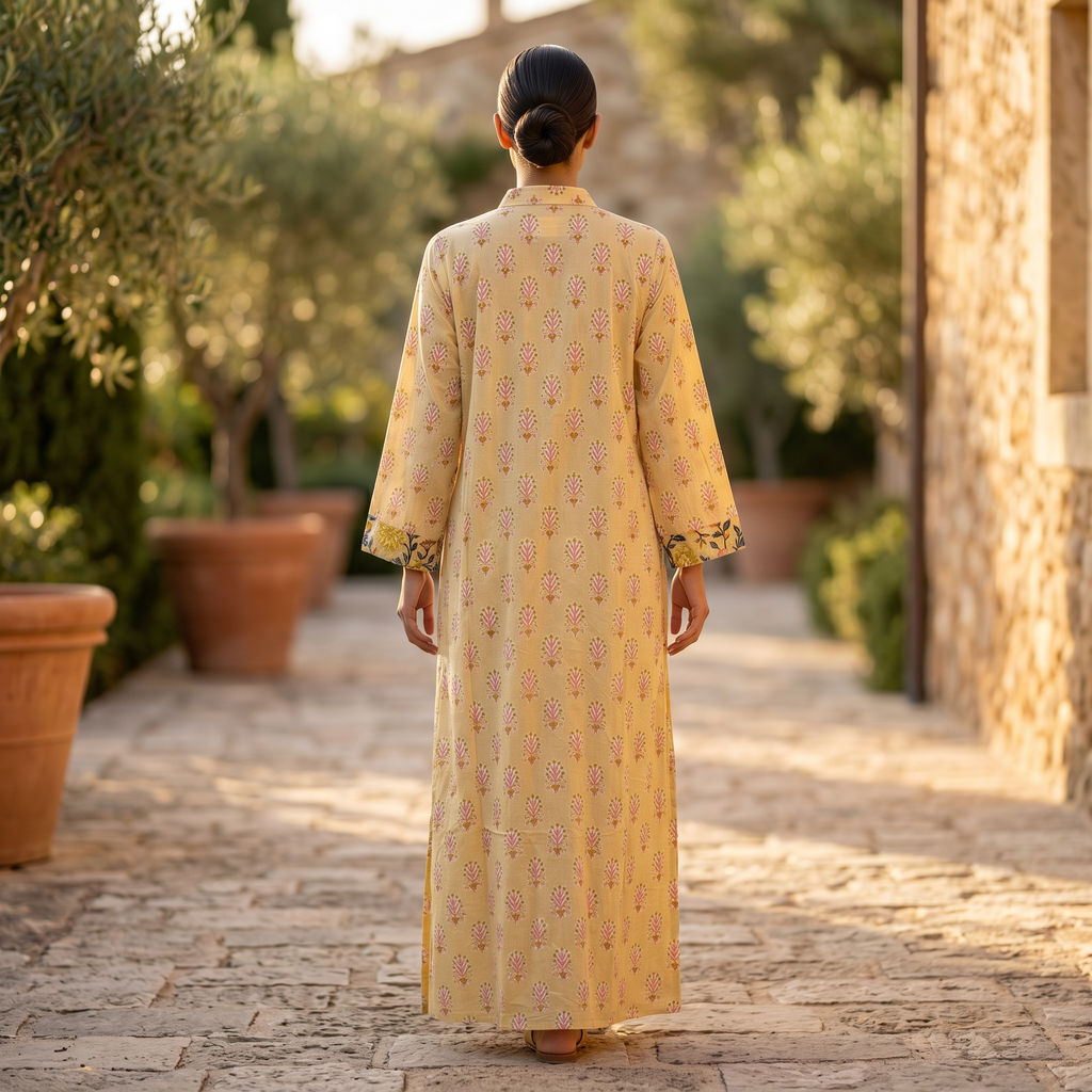 Singapore With Sheila Printed Cotton Dress Long Jalabiya 25706-1352 JP