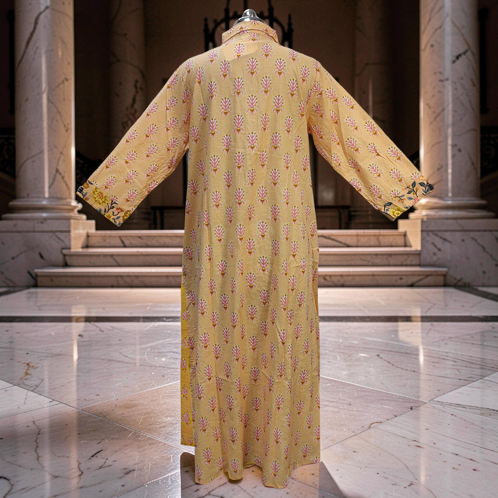 2XL-3XL Singapore With Sheila Printed Cotton Dress 57" Long Jalabiya 25706-1352 JP