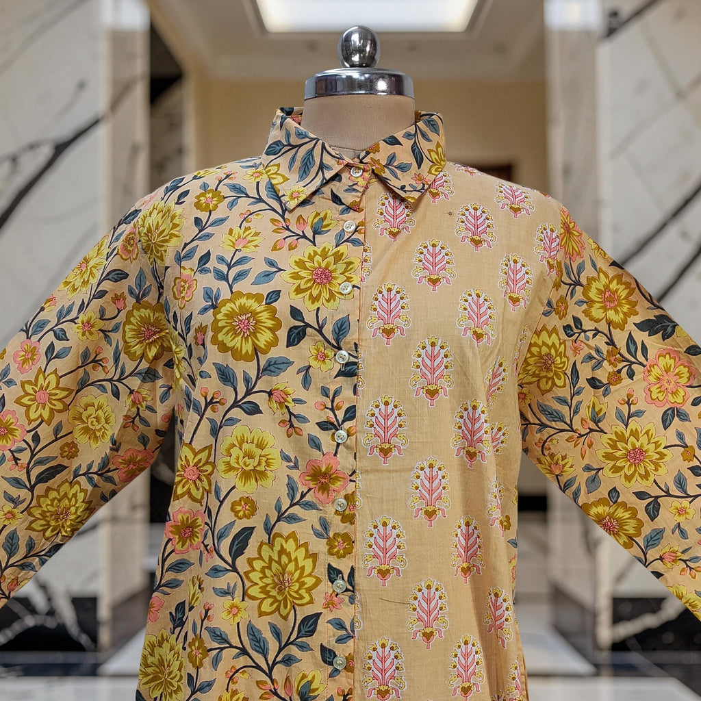 XS-S Singapore With Sheila Printed Cotton Dress 54" Long Jalabiya 25707-1352 JP