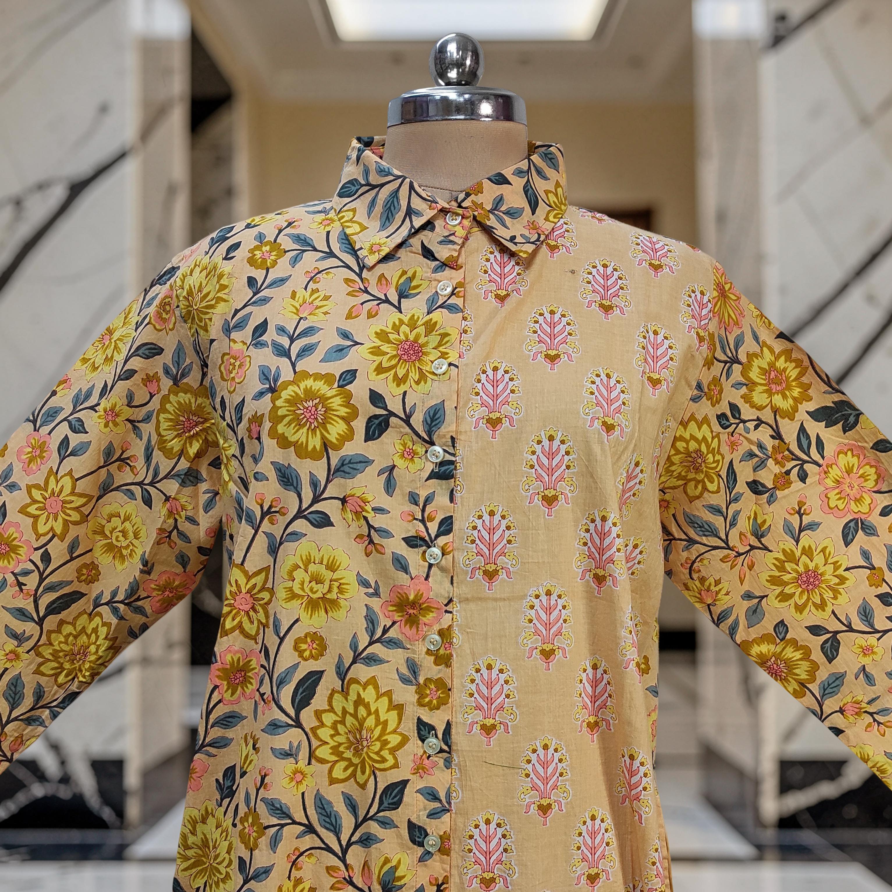 XS-S Singapore With Sheila Printed Cotton Dress 54" Long Jalabiya 25707-1352 JP