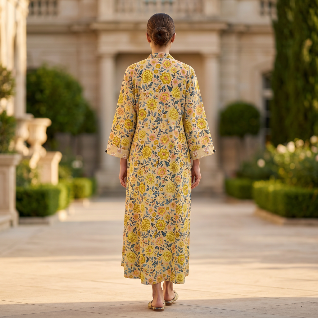 Singapore With Sheila Printed Cotton Dress Long Jalabiya 25707-1352 JP