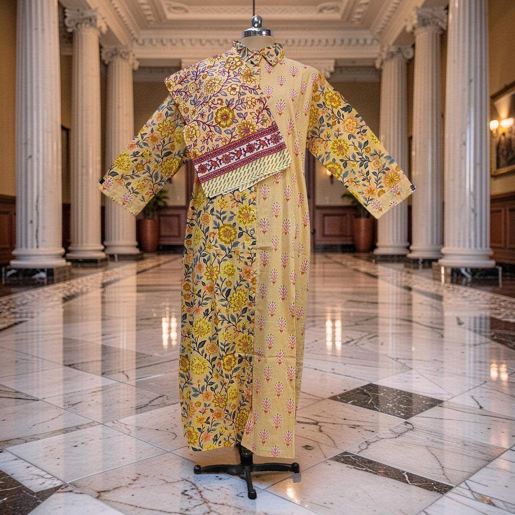 2XL-3XL Singapore With Sheila Printed Cotton Dress 57" Long Jalabiya 25708-1352 JP
