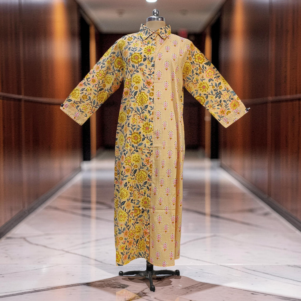 2XL-3XL Singapore With Sheila Printed Cotton Dress 57" Long Jalabiya 25708-1352 JP