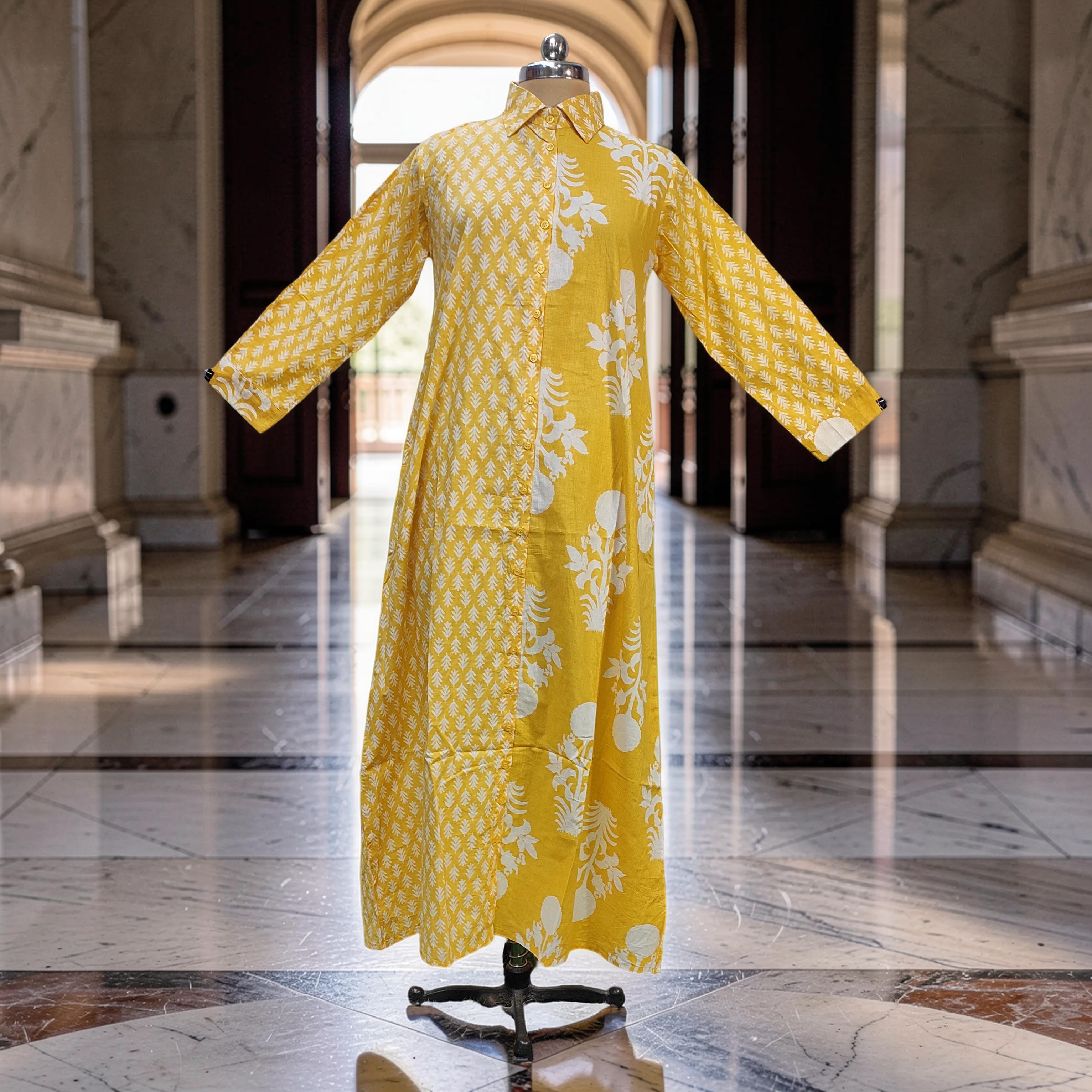 XS-S Singapore With Sheila Printed Cotton Dress 54" Long Jalabiya 25709-1352 JP