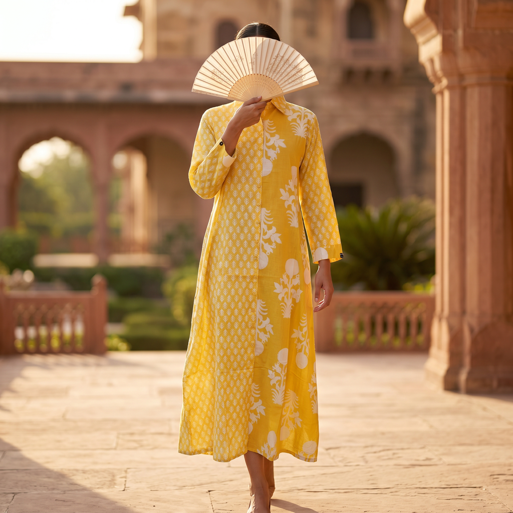 Singapore With Sheila Printed Cotton Dress Long Jalabiya 25709-1352 JP