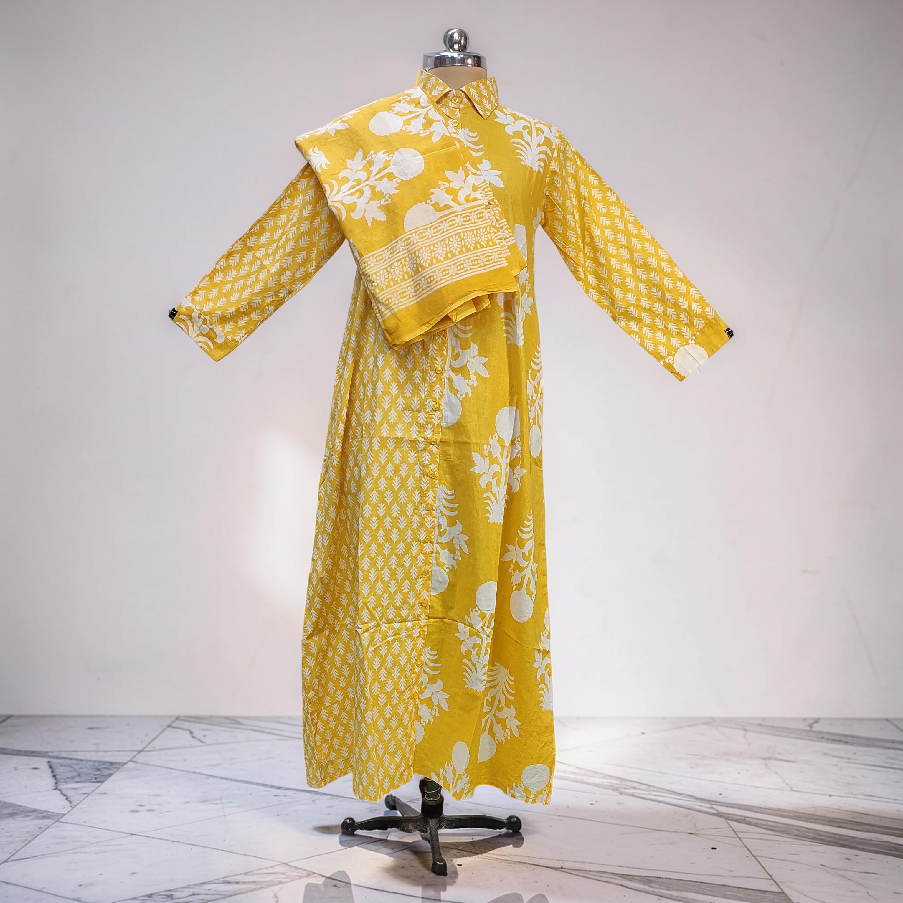 S-M Singapore With Sheila Printed Cotton Dress 57" Long Jalabiya 25710-1352 JP