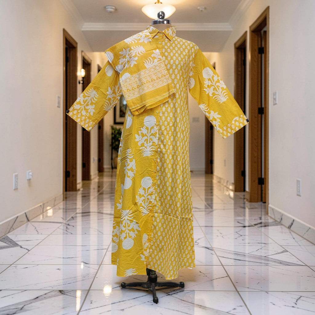 S-M Singapore With Sheila Printed Cotton Dress 57" Long Jalabiya 25714-1355 JP