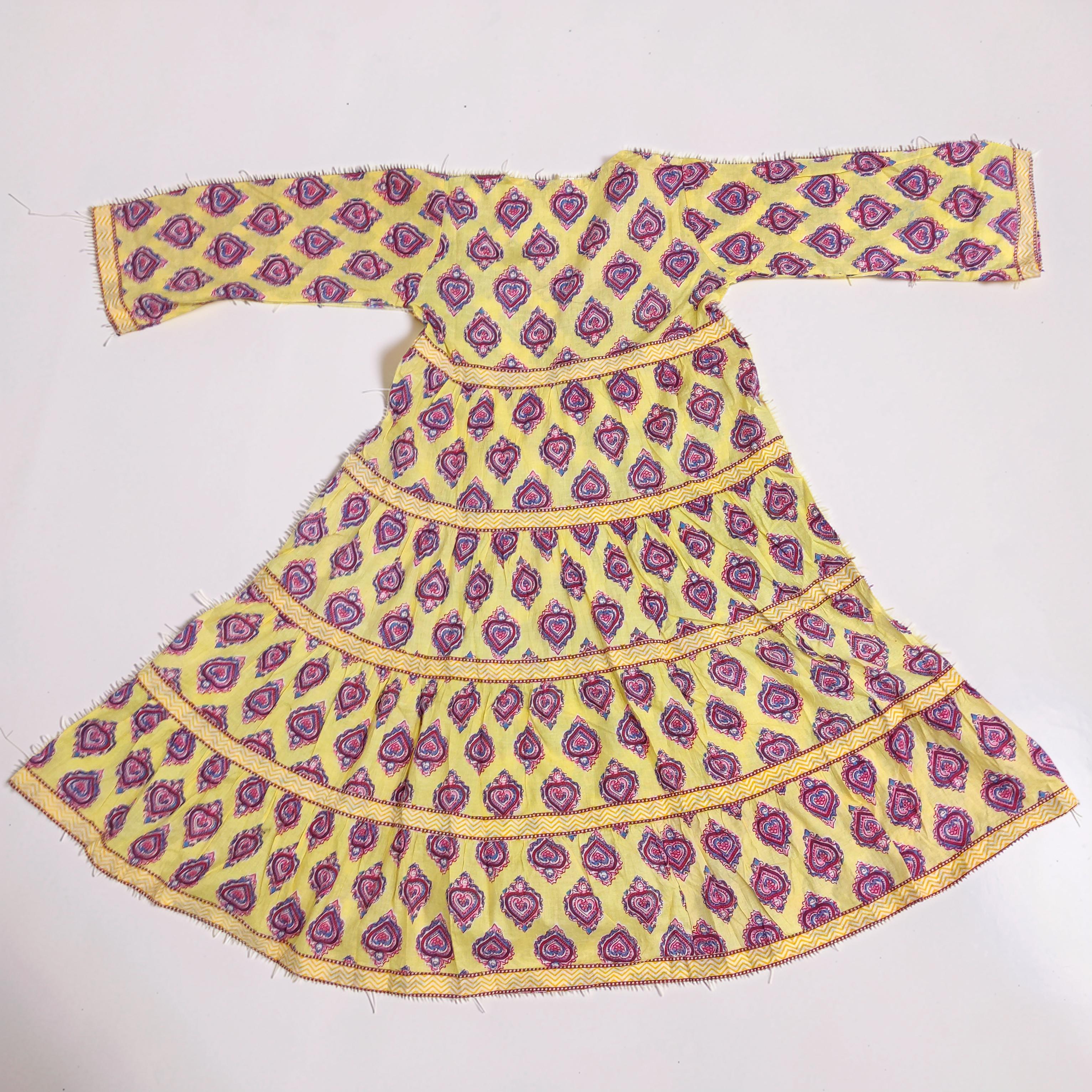 6-7 Year Huda Printed Cotton Girls Dress 38" Long Jalabiya 25718-1356 JP