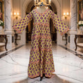 8-9 Year Huda Printed Cotton Girls Dress 42" Long Jalabiya 25719-1356 JP