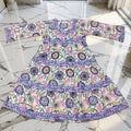 4-5 Year Huda Printed Cotton Girls Dress 34" Long Jalabiya 25726-1358 JP